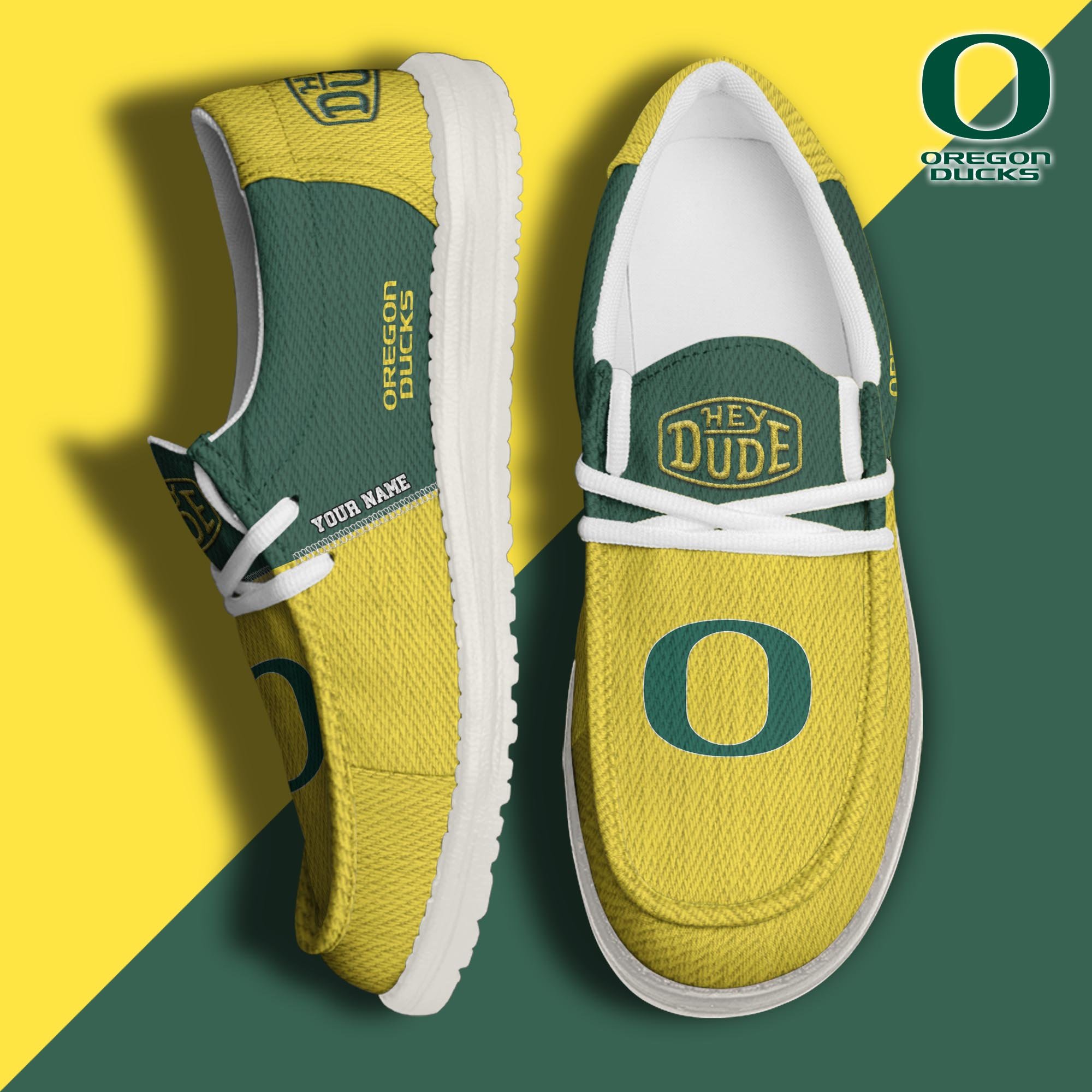 JWFancy Oregon Ducks Hey Dude Shoes Wally Men's Lace Up Loafers Comfortable For Men And Women