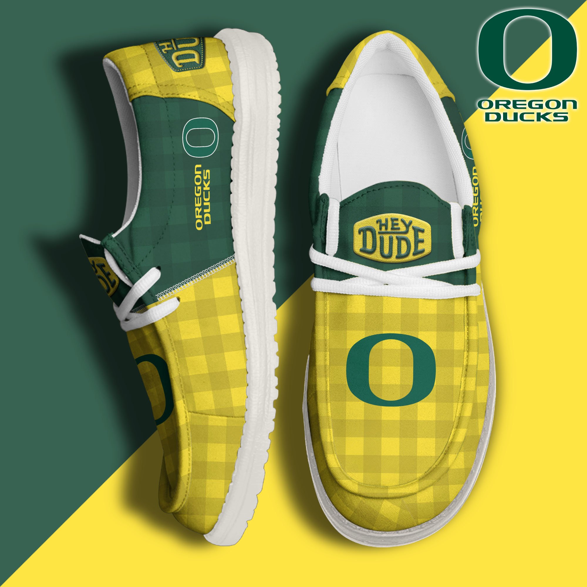 JWFancy Oregon Ducks Hey Dude Shoes Wally Men's Lace Up Loafers Comfortable For Men And Women