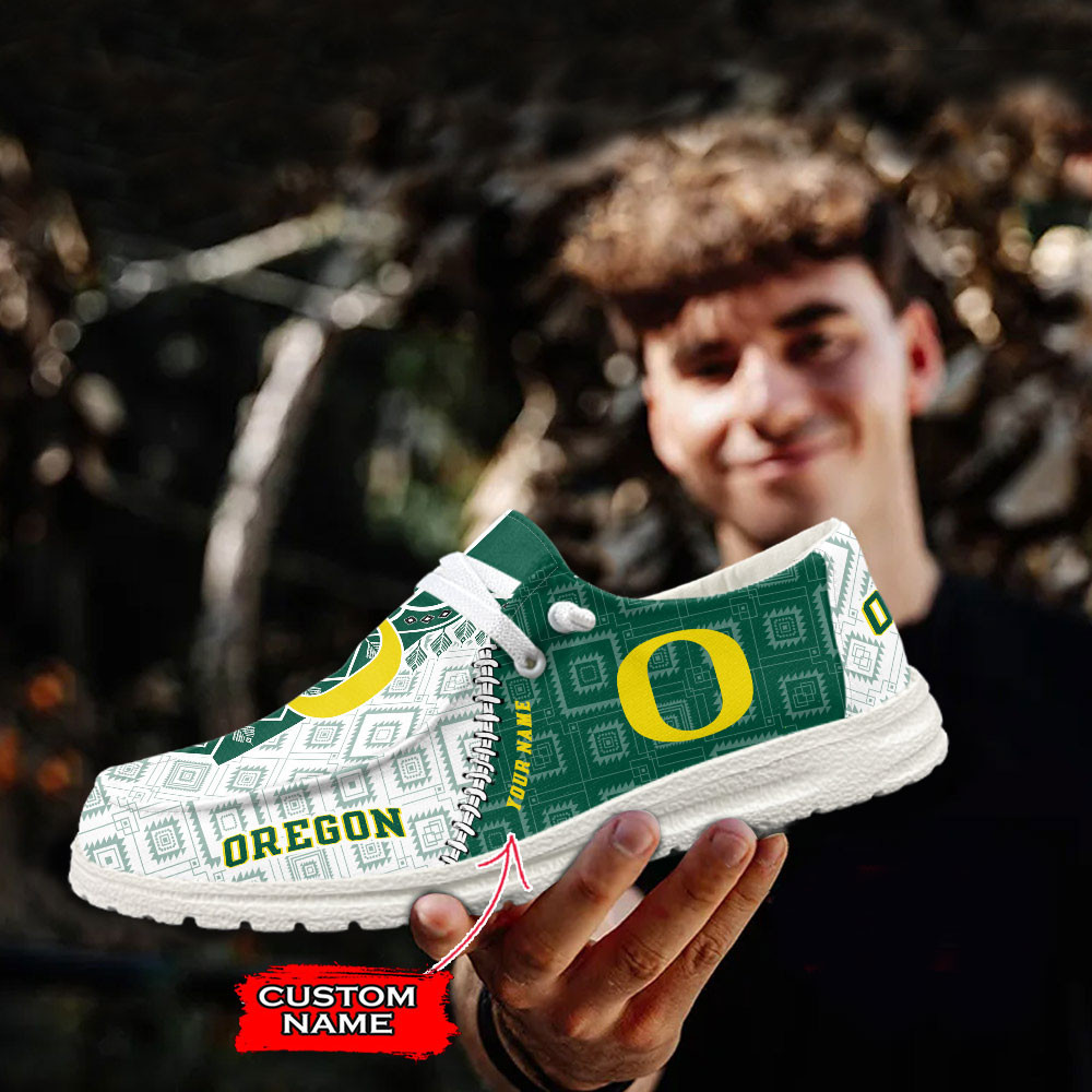 JWFancy Oregon Ducks Hey Dude Shoes Wally Men's Lace Up Loafers Comfortable For Men And Women