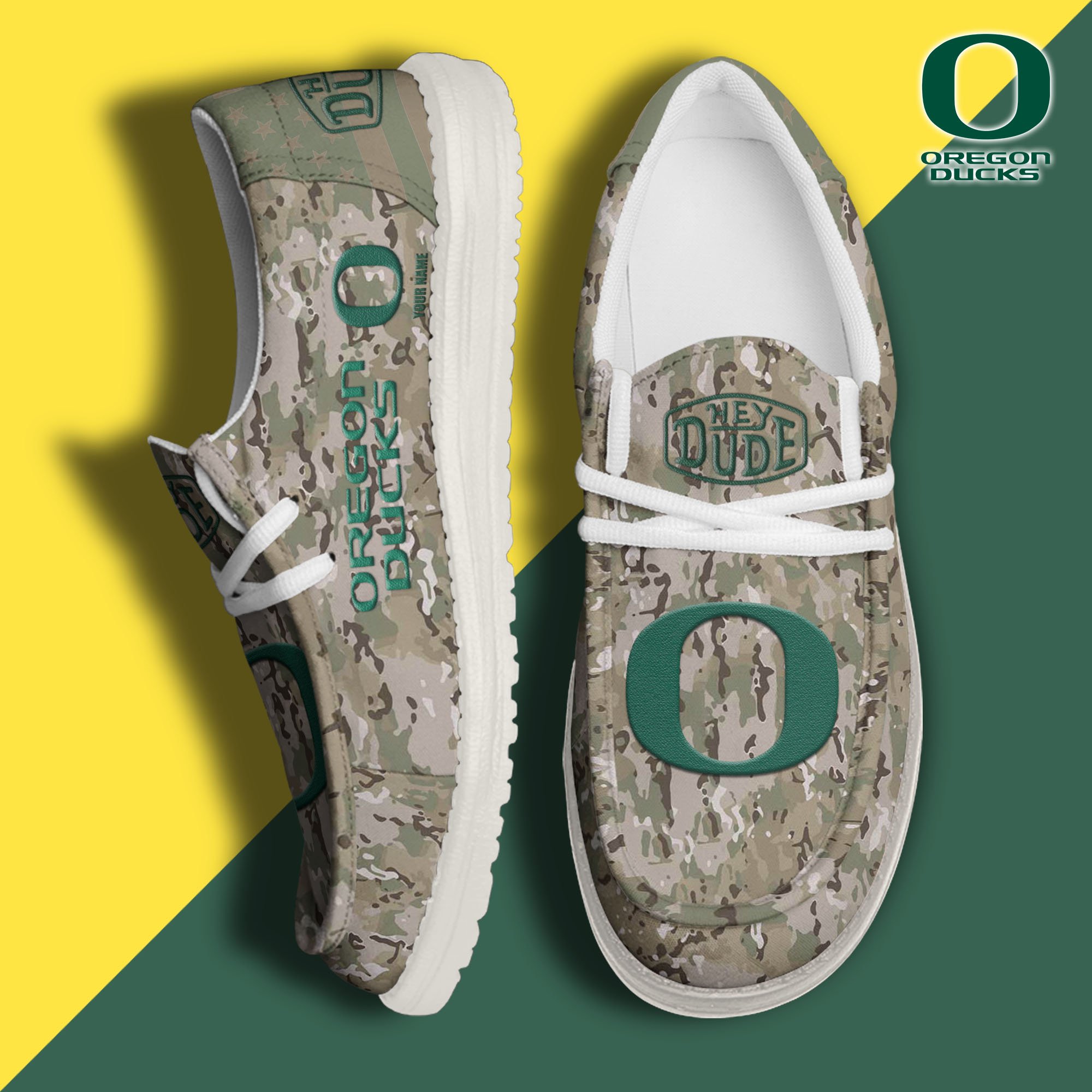 JWFancy Oregon Ducks Hey Dude Shoes Wally Men's Lace Up Loafers Comfortable For Men And Women