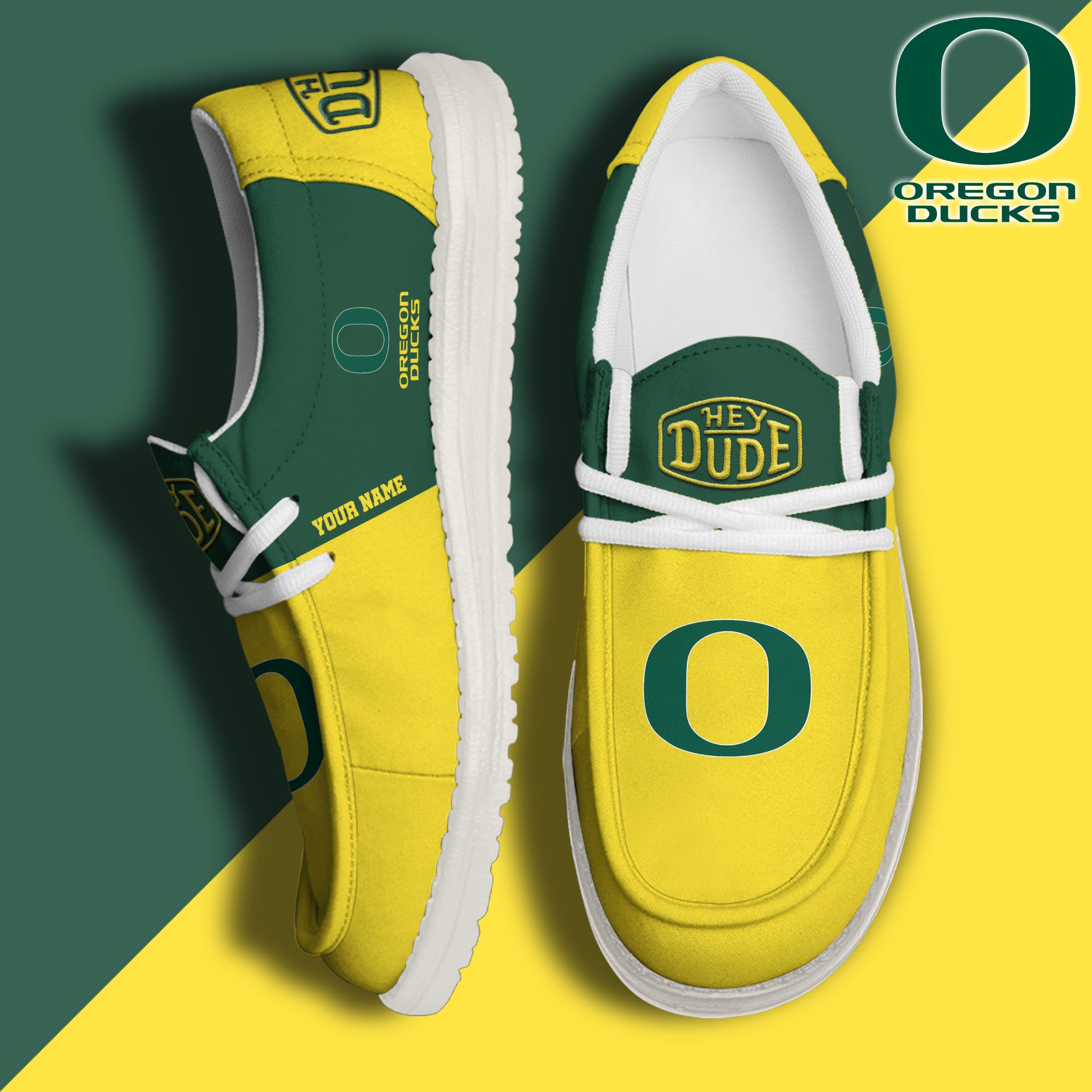 JWFancy Oregon Ducks Hey Dude Shoes Wally Men's Lace Up Loafers Comfortable For Men And Women