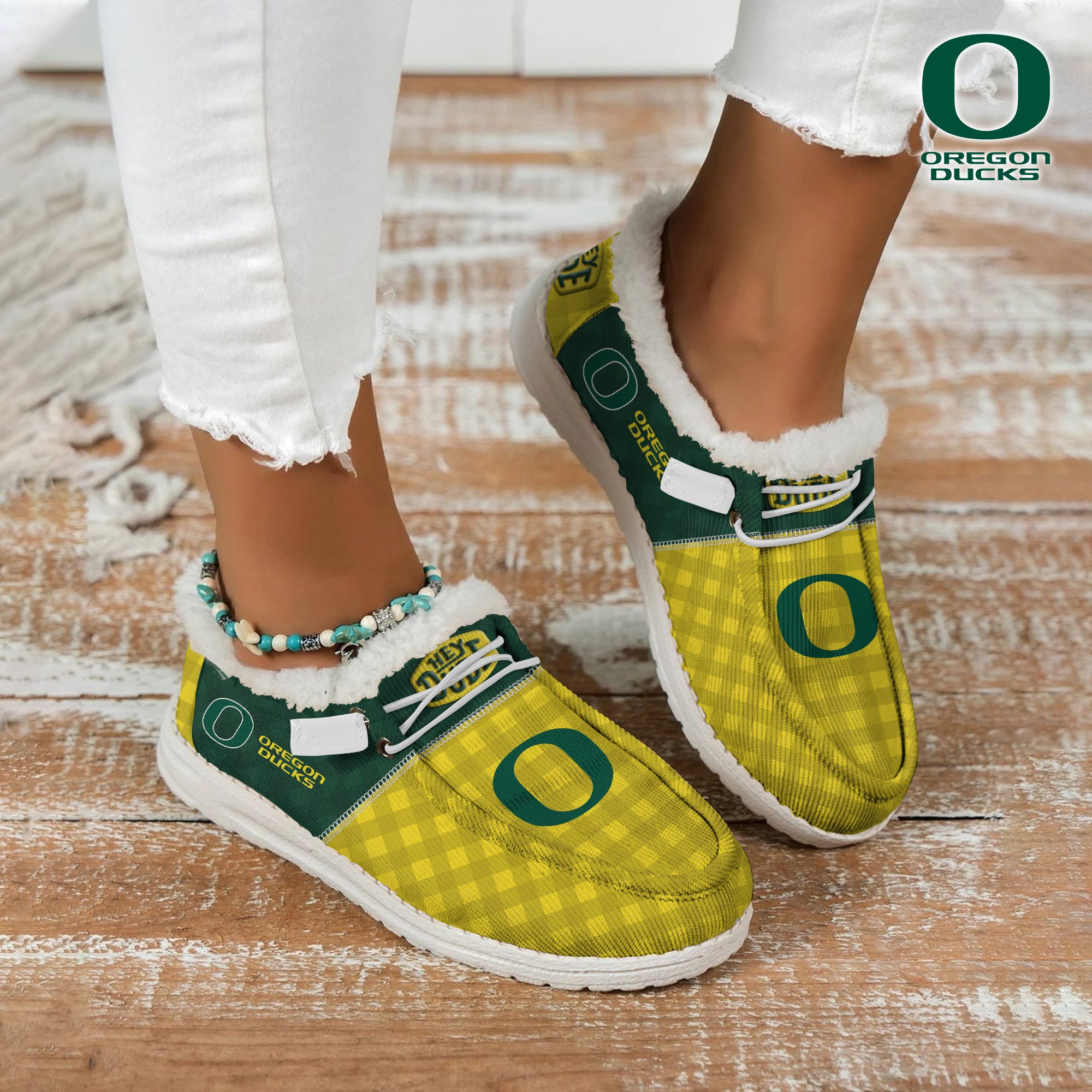 JWFancy Oregon Ducks Hey Dude Shoes Wally Men's Lace Up Loafers Comfortable For Men And Women