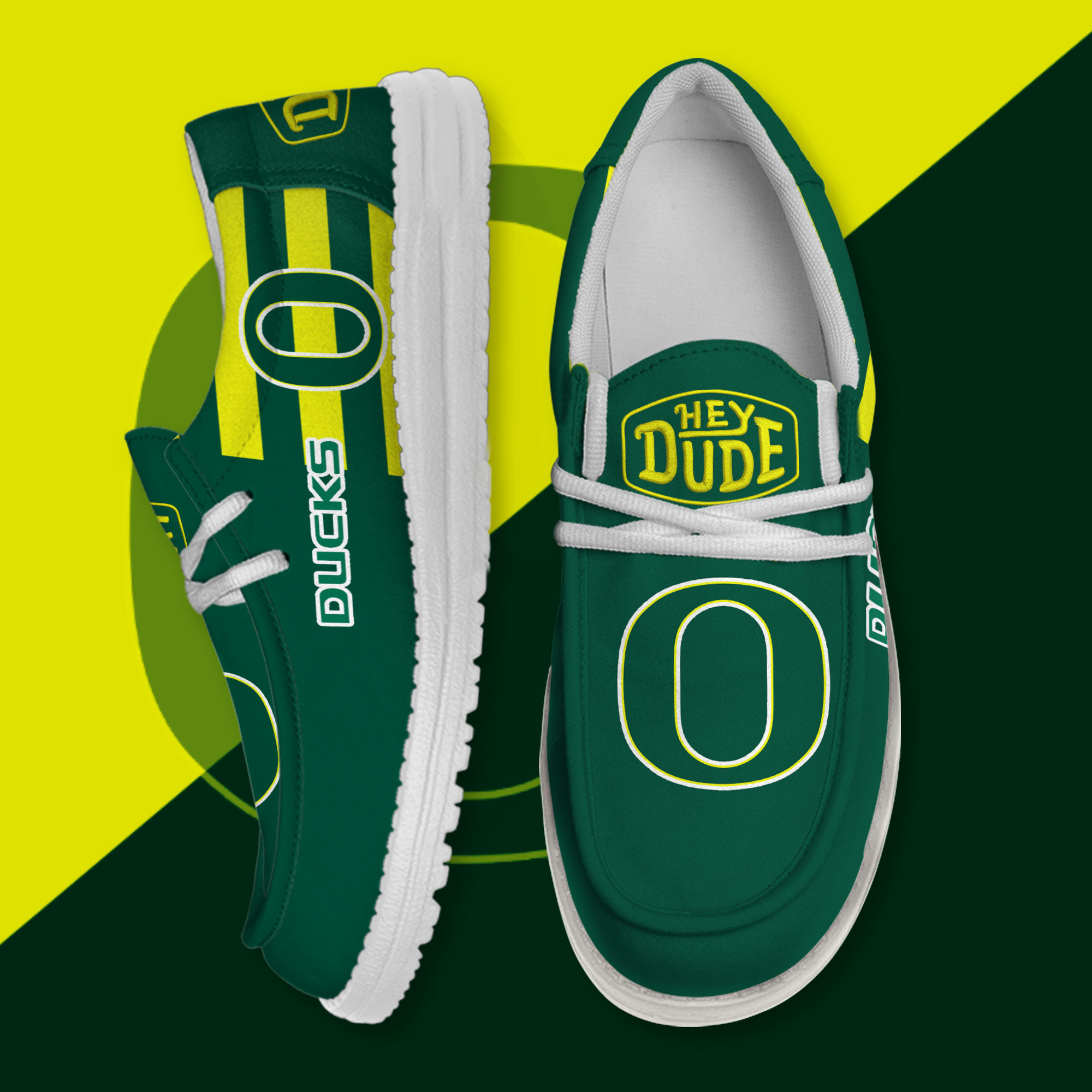 JWFancy Oregon Ducks Hey Dude Shoes Wally Men's Lace Up Loafers Comfortable For Men And Women