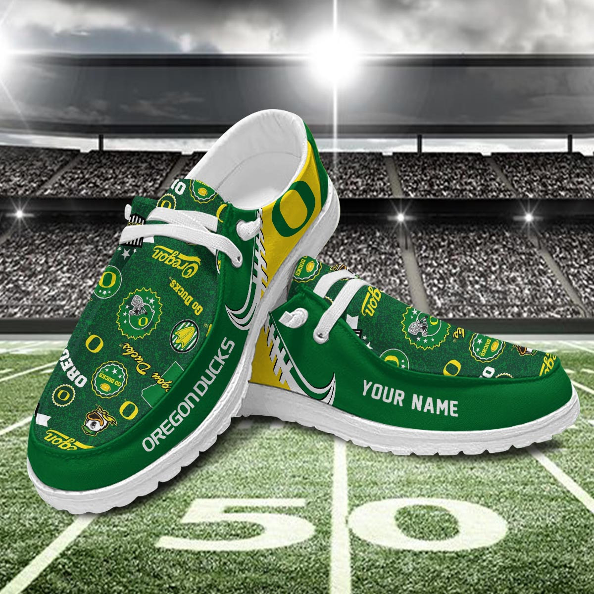 JWFancy Oregon Ducks Hey Dude Shoes Wally Men's Lace Up Loafers Comfortable For Men And Women