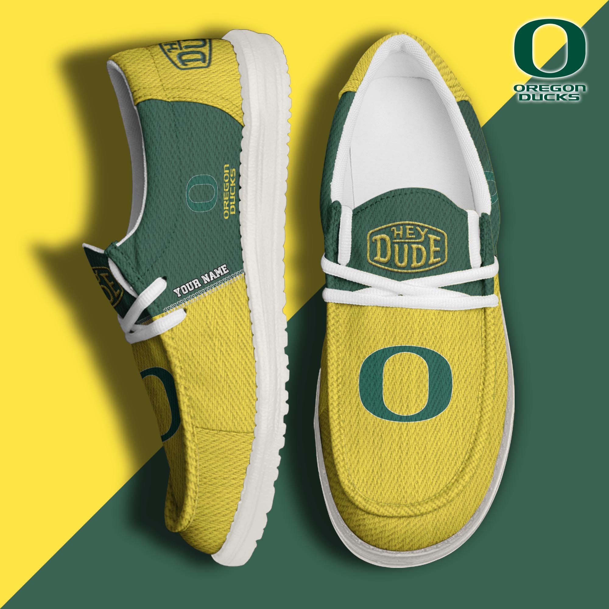 JWFancy Oregon Ducks Hey Dude Shoes Wally Men's Lace Up Loafers Comfortable For Men And Women