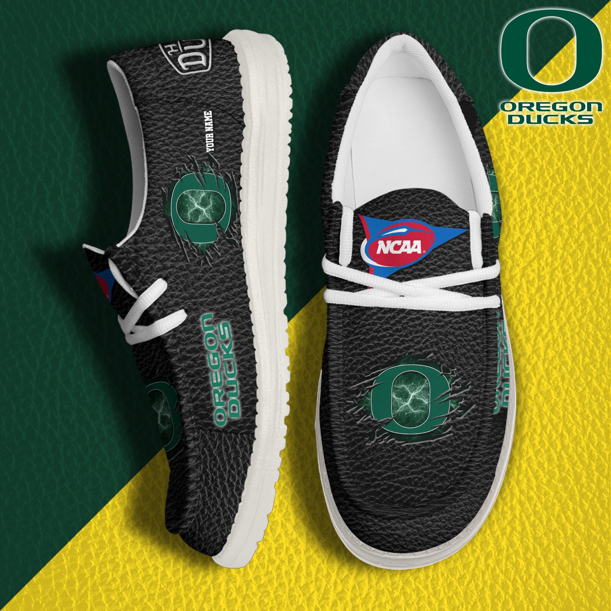 JWFancy Oregon Ducks Hey Dude Shoes Wally Men's Lace Up Loafers Comfortable For Men And Women