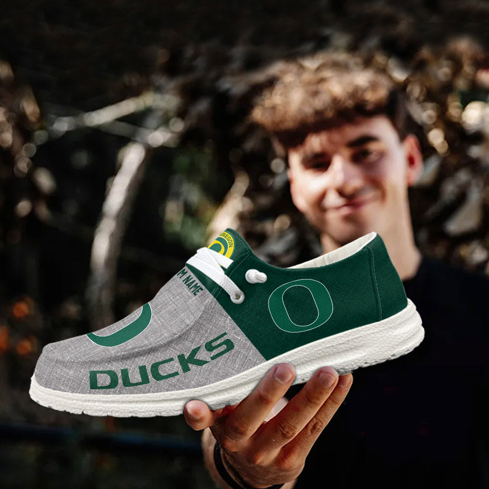 JWFancy Oregon Ducks Hey Dude Shoes Wally Men's Lace Up Loafers Comfortable For Men And Women