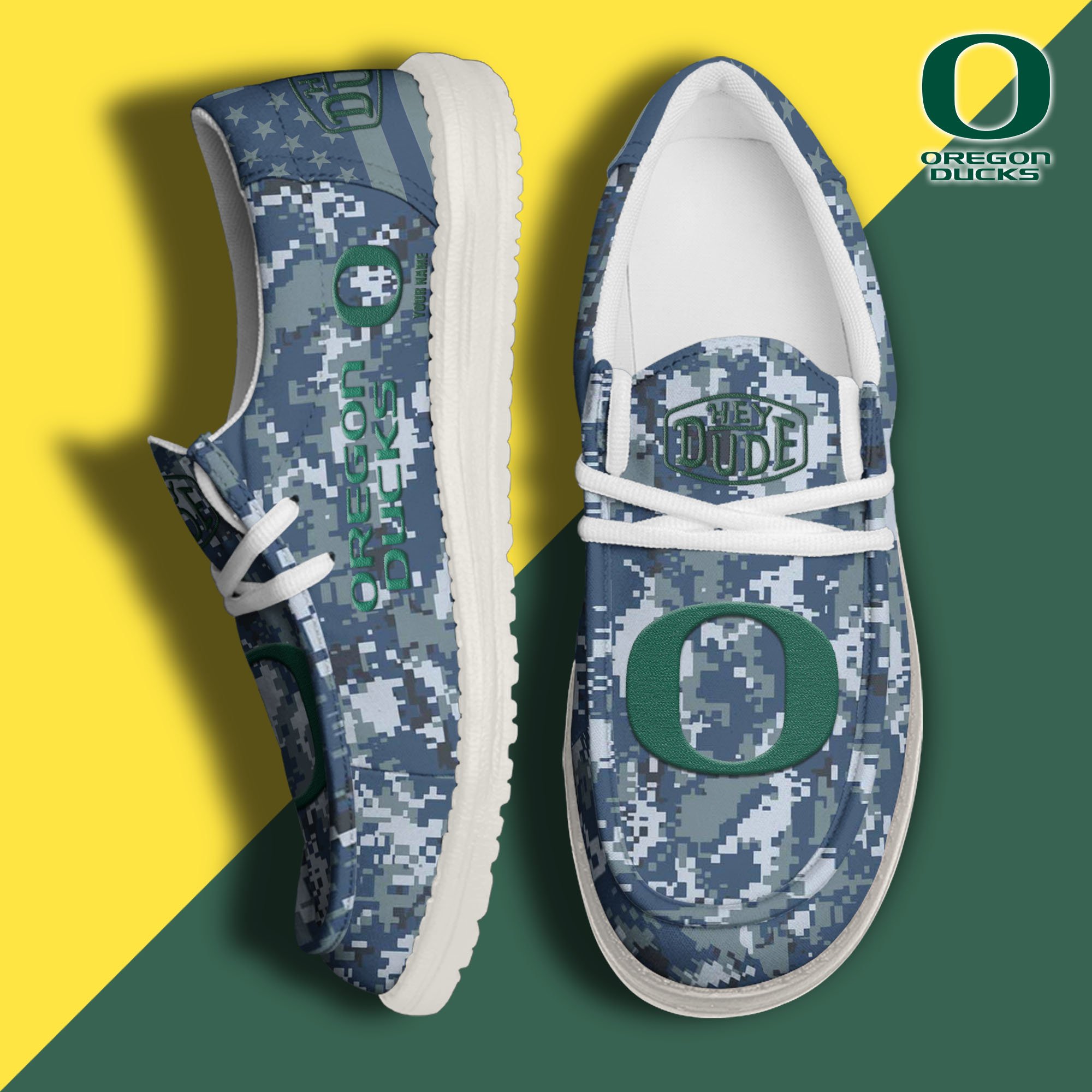 JWFancy Oregon Ducks Hey Dude Shoes Wally Men's Lace Up Loafers Comfortable For Men And Women