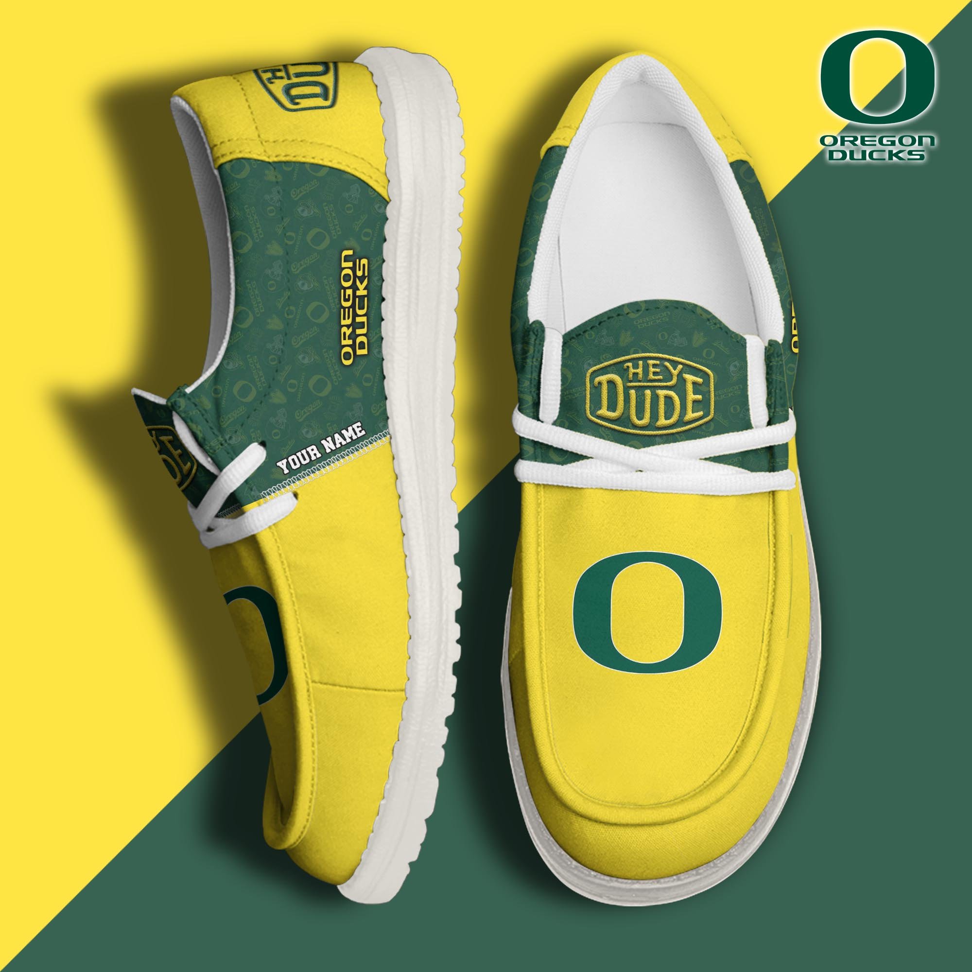 JWFancy Oregon Ducks Hey Dude Shoes Wally Men's Lace Up Loafers Comfortable For Men And Women