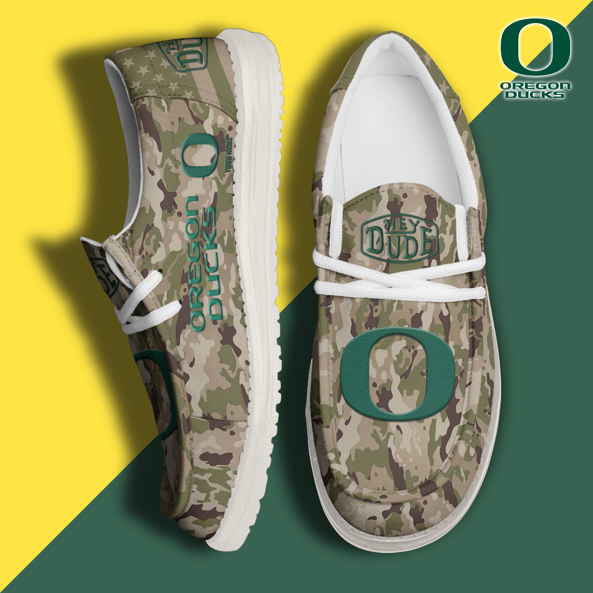 JWFancy Oregon Ducks Hey Dude Shoes Wally Men's Lace Up Loafers Comfortable For Men And Women