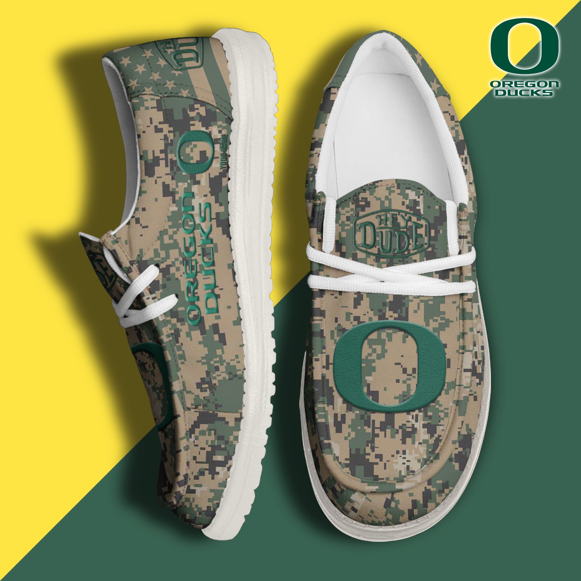 JWFancy Oregon Ducks Hey Dude Shoes Wally Men's Lace Up Loafers Comfortable For Men And Women
