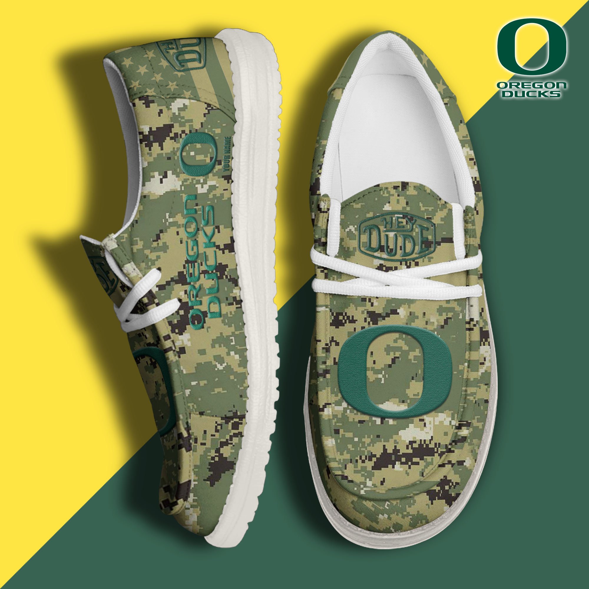 JWFancy Oregon Ducks Hey Dude Shoes Wally Men's Lace Up Loafers Comfortable For Men And Women