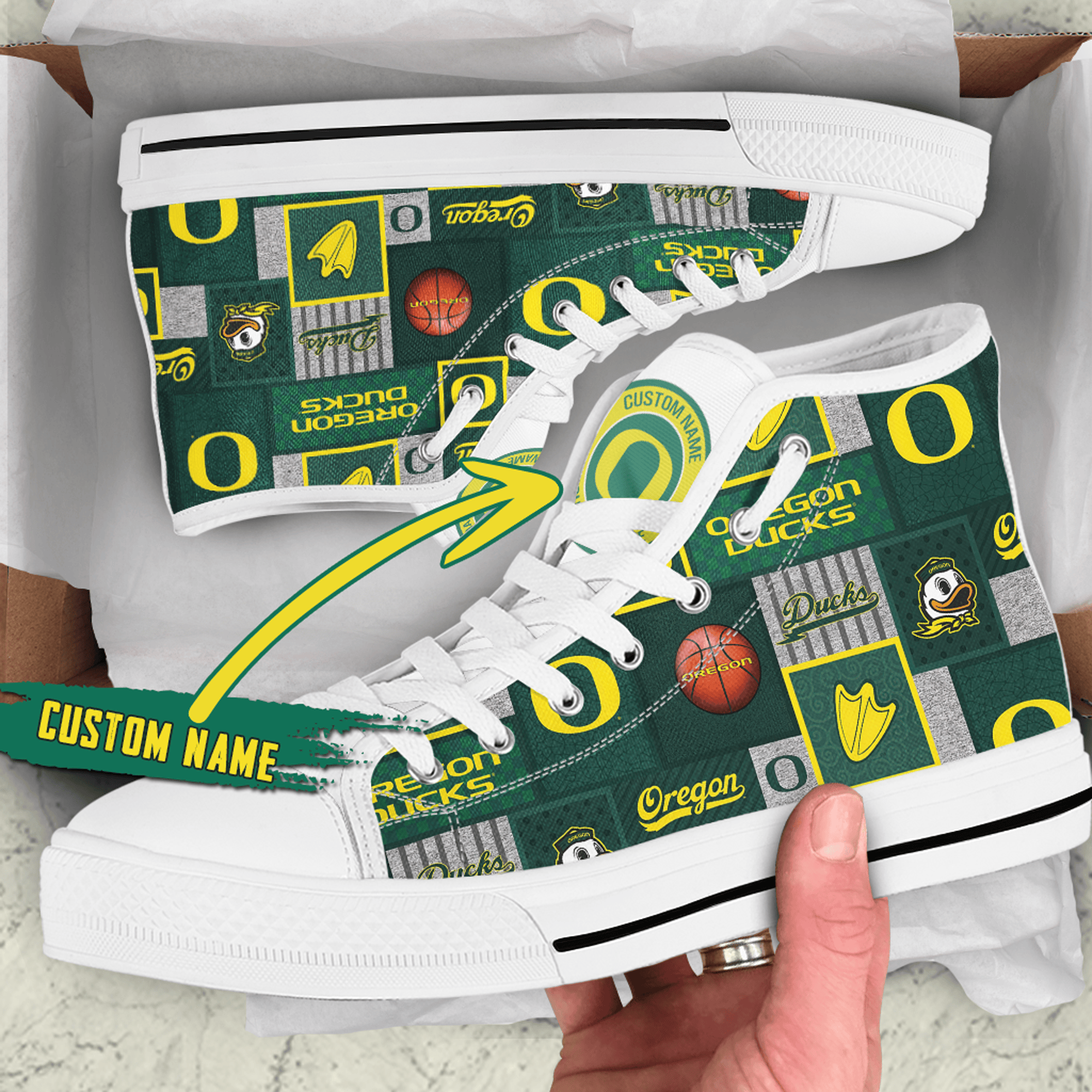 JWFancy Oregon Ducks High Top Canvas Sneakers Shoes For Men And Women