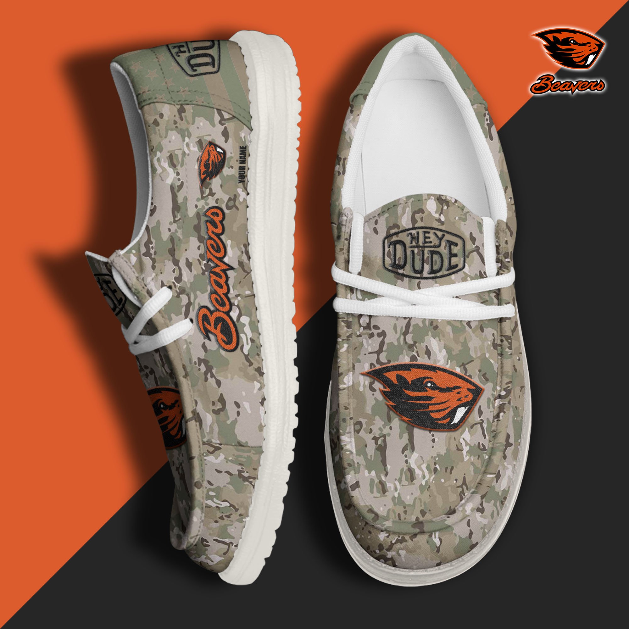 JWFancy Oregon State Beavers Hey Dude Shoes Wally Men's Lace Up Loafers Comfortable For Men And Women
