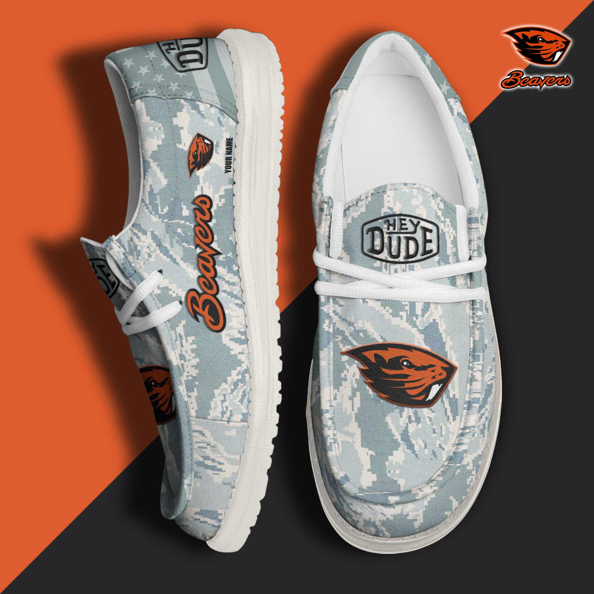JWFancy Oregon State Beavers Hey Dude Shoes Wally Men's Lace Up Loafers Comfortable For Men And Women