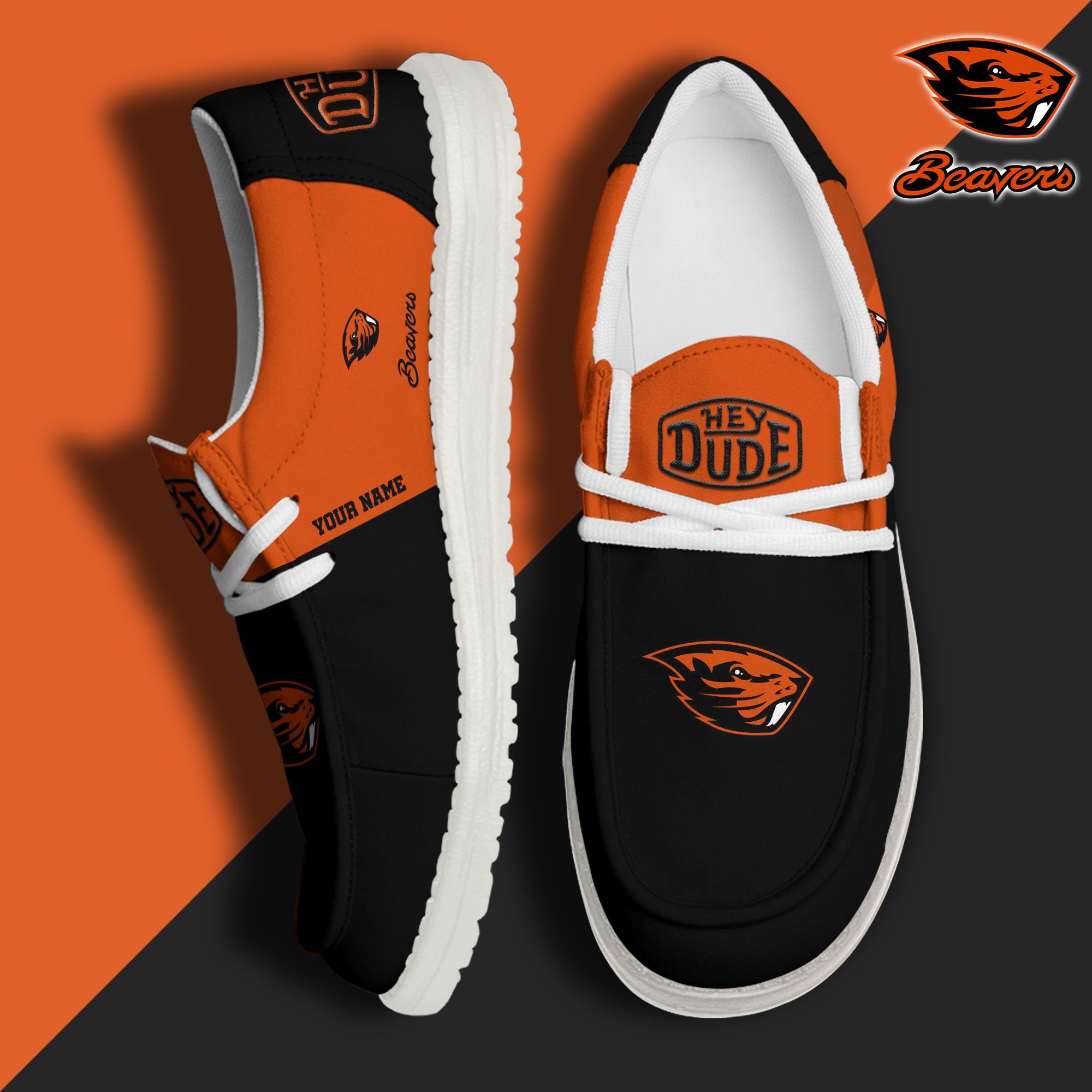 JWFancy Oregon State Beavers Hey Dude Shoes Wally Men's Lace Up Loafers Comfortable For Men And Women