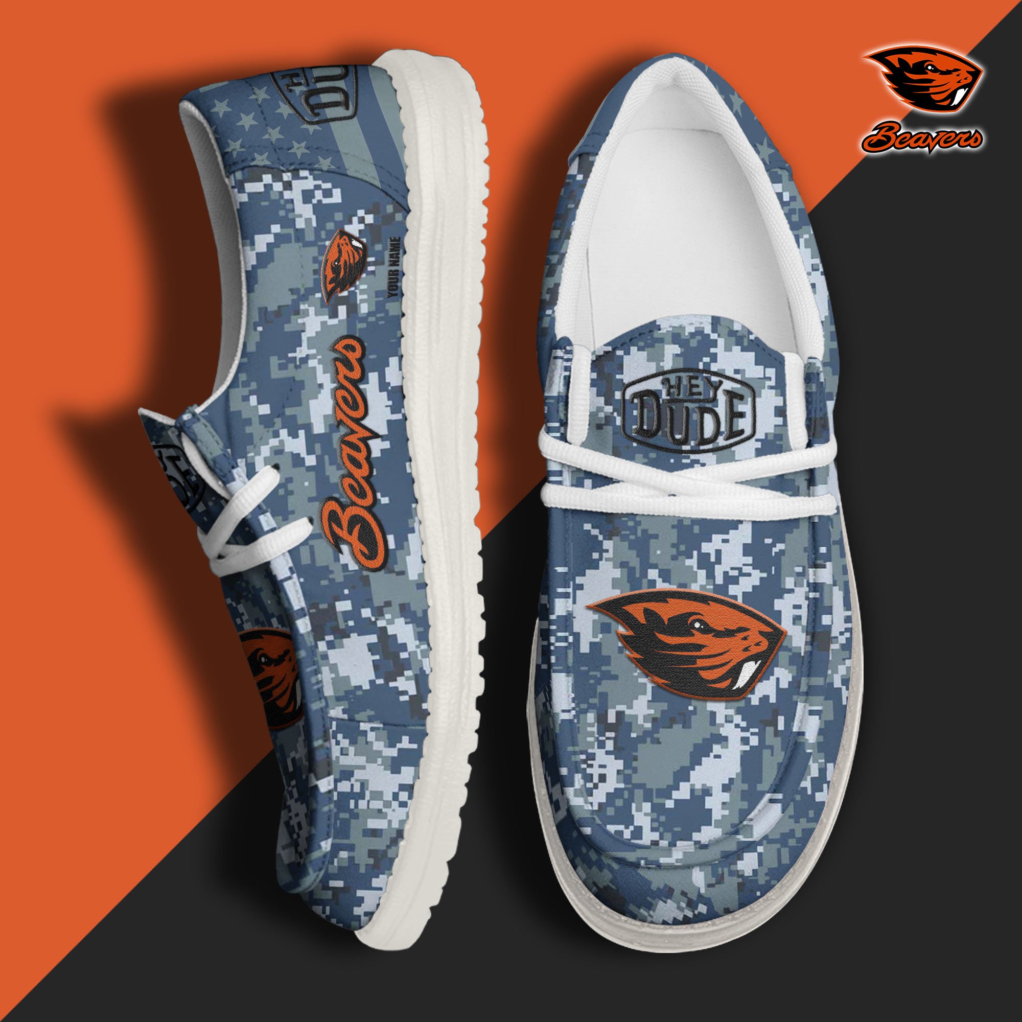 JWFancy Oregon State Beavers Hey Dude Shoes Wally Men's Lace Up Loafers Comfortable For Men And Women