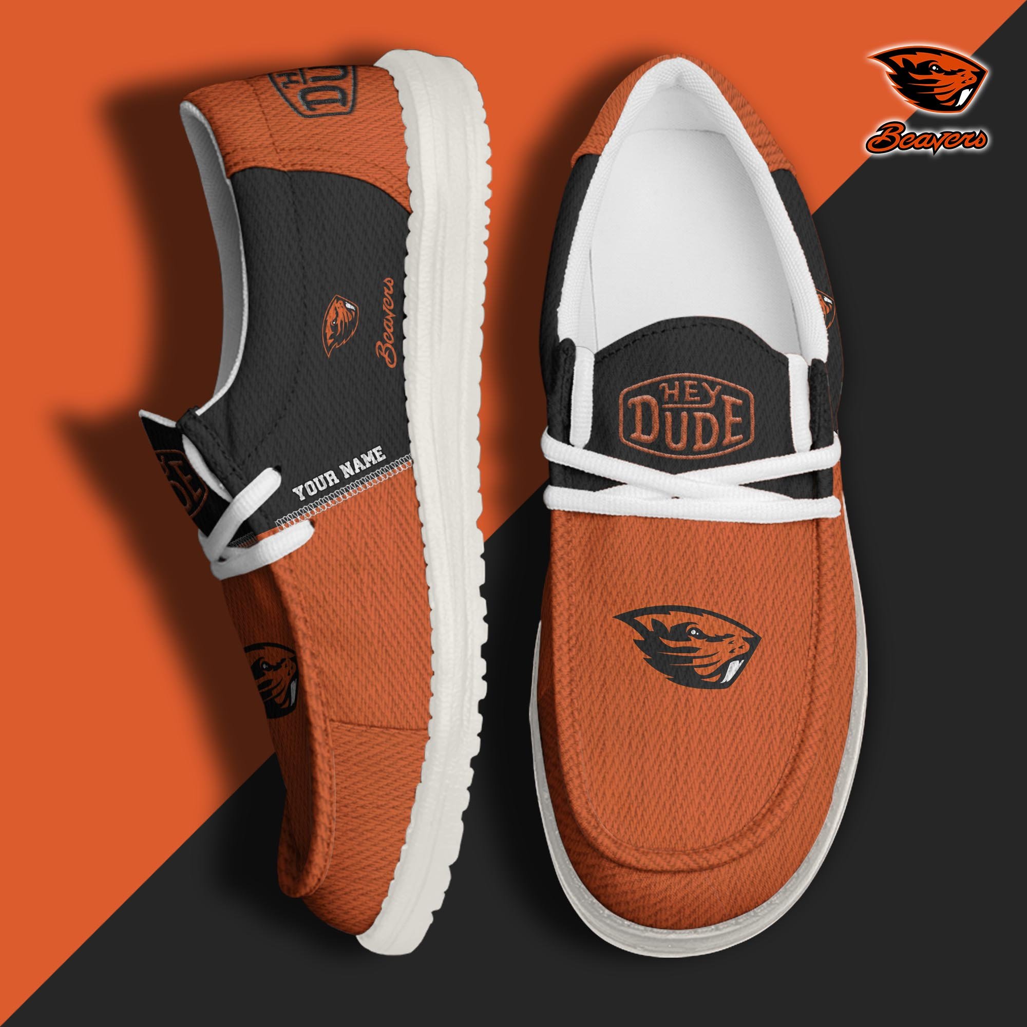 JWFancy Oregon State Beavers Hey Dude Shoes Wally Men's Lace Up Loafers Comfortable For Men And Women
