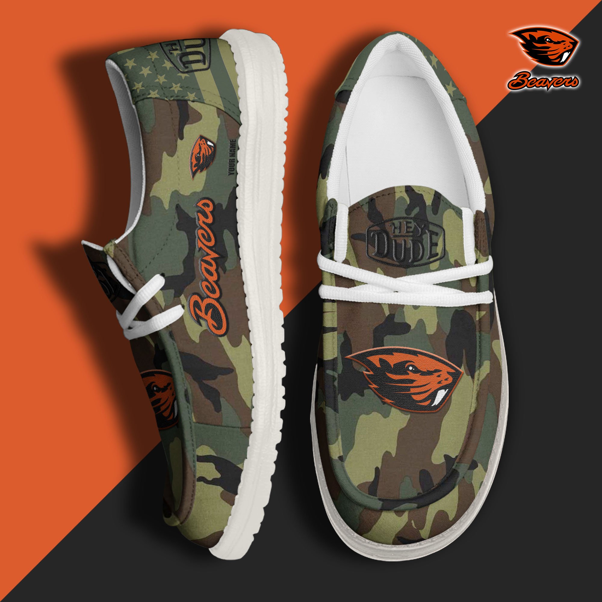 JWFancy Oregon State Beavers Hey Dude Shoes Wally Men's Lace Up Loafers Comfortable For Men And Women