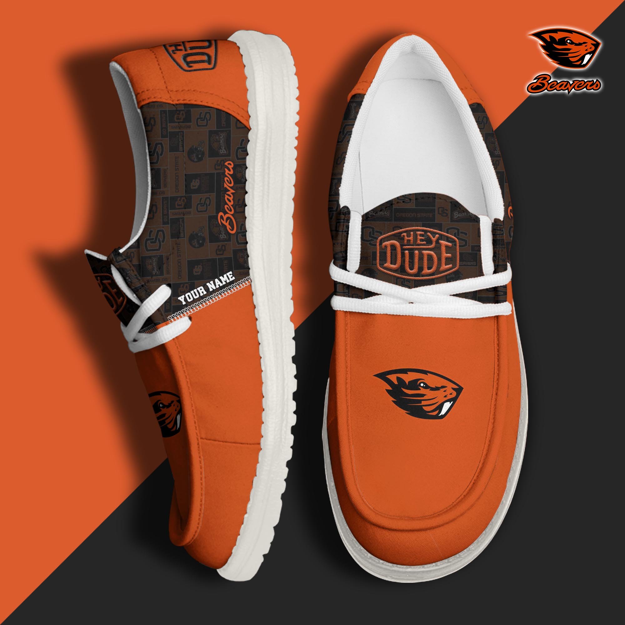 JWFancy Oregon State Beavers Hey Dude Shoes Wally Men's Lace Up Loafers Comfortable For Men And Women