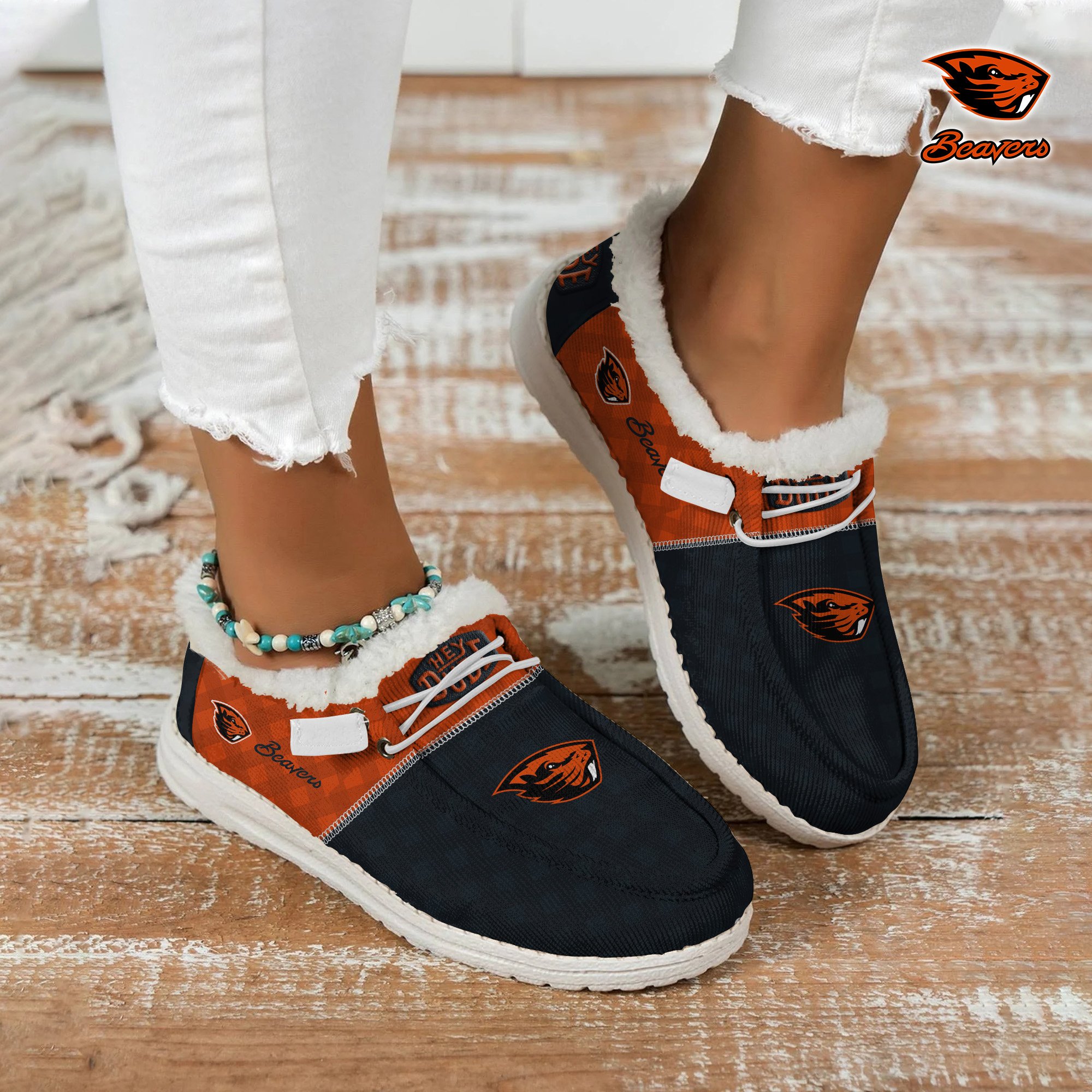 JWFancy Oregon State Beavers Hey Dude Shoes Wally Men's Lace Up Loafers Comfortable For Men And Women