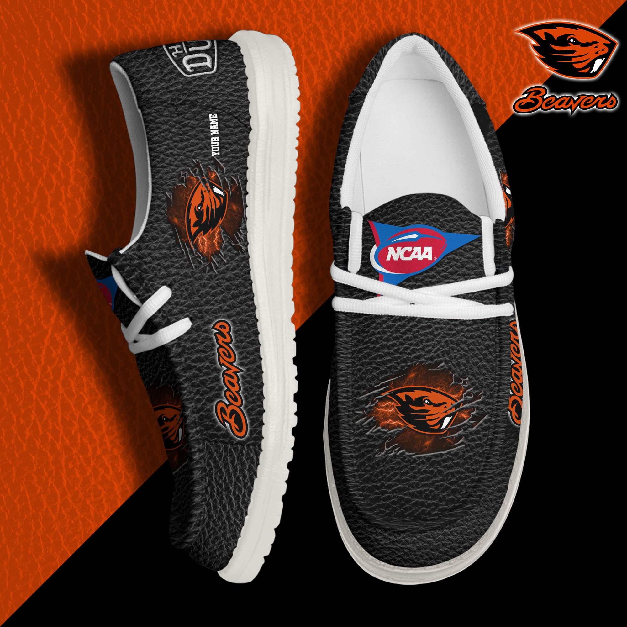 JWFancy Oregon State Beavers Hey Dude Shoes Wally Men's Lace Up Loafers Comfortable For Men And Women