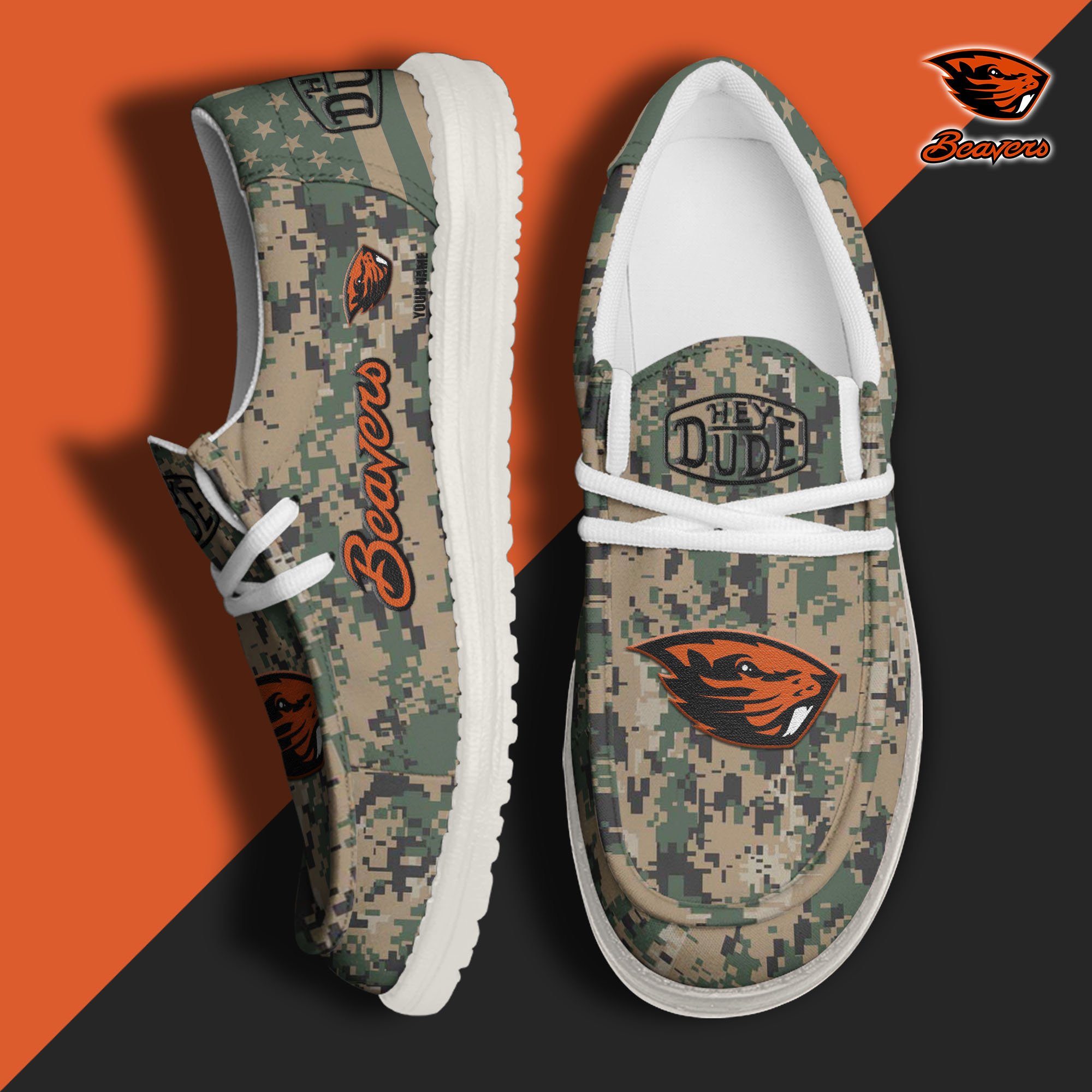JWFancy Oregon State Beavers Hey Dude Shoes Wally Men's Lace Up Loafers Comfortable For Men And Women