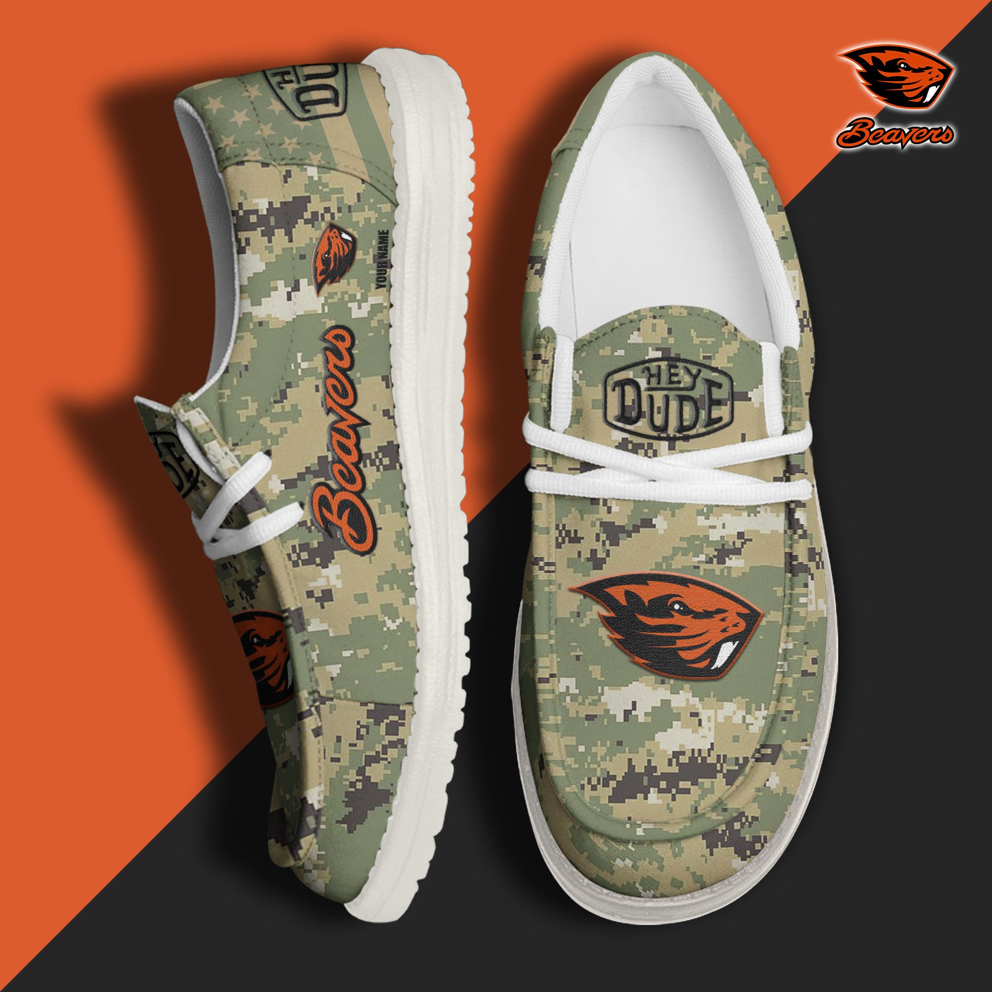JWFancy Oregon State Beavers Hey Dude Shoes Wally Men's Lace Up Loafers Comfortable For Men And Women