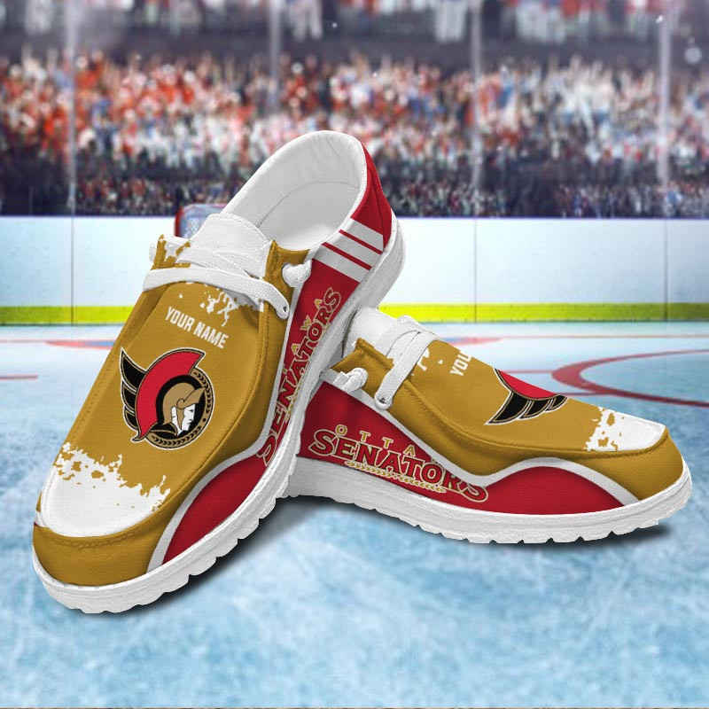 JWFancy Ottawa Senators Hey Dude Shoes Wally Men's Lace Up Loafers Comfortable For Men And Women