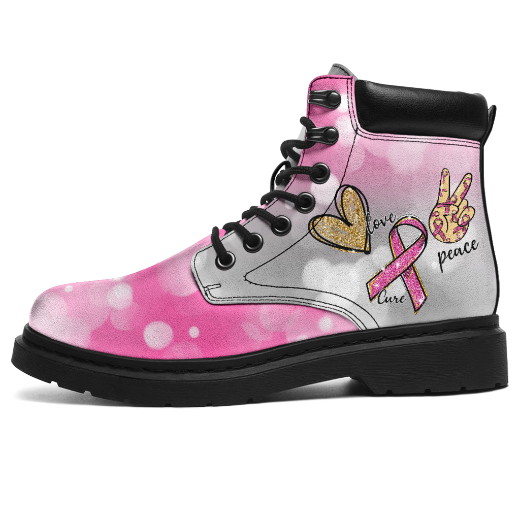 JWFancy Peace Love Cure Breast Cancer Awareness Boots Shoes For Men And Women