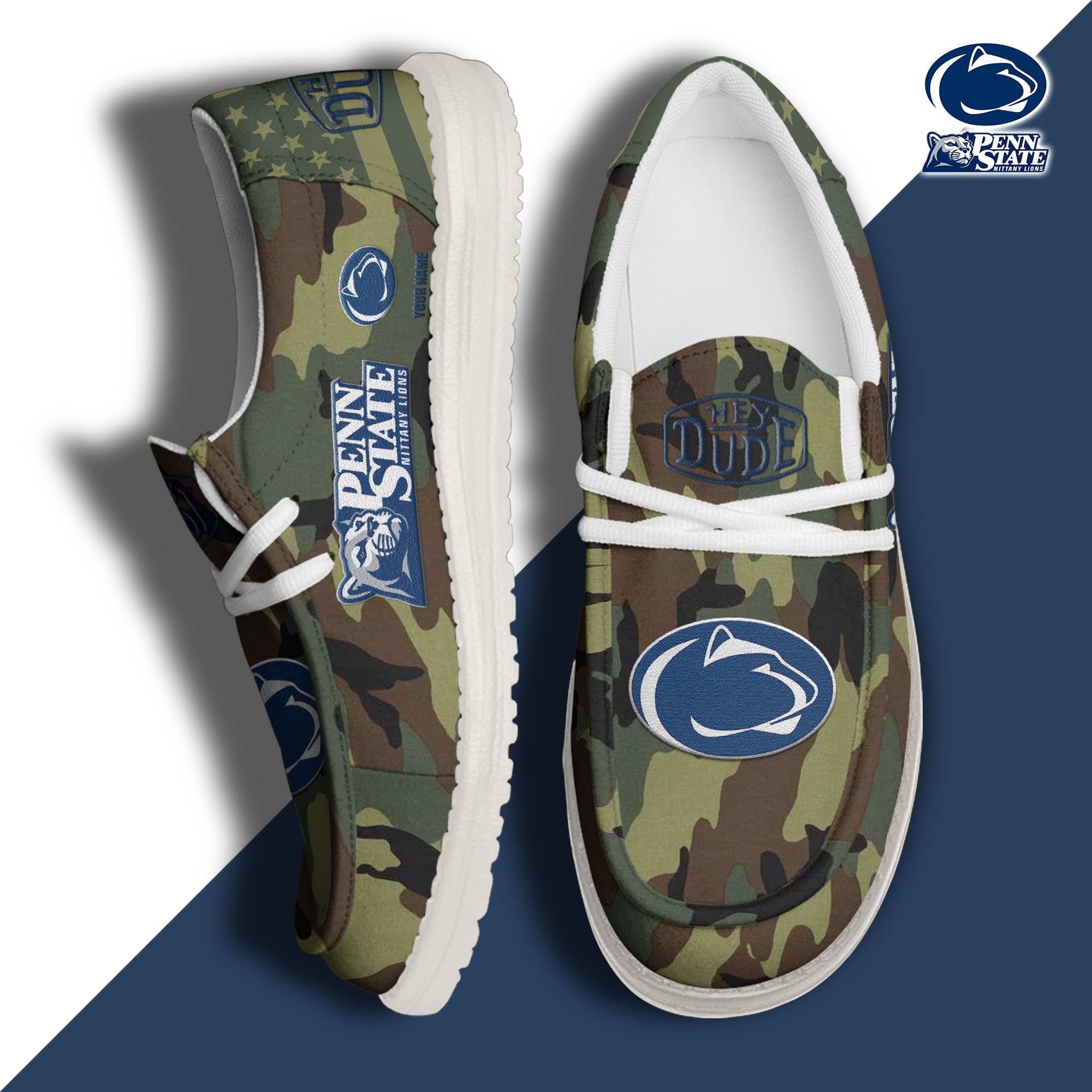 JWFancy Penn State Nittany Lions Hey Dude Shoes Wally Men's Lace Up Loafers Comfortable For Men And Women