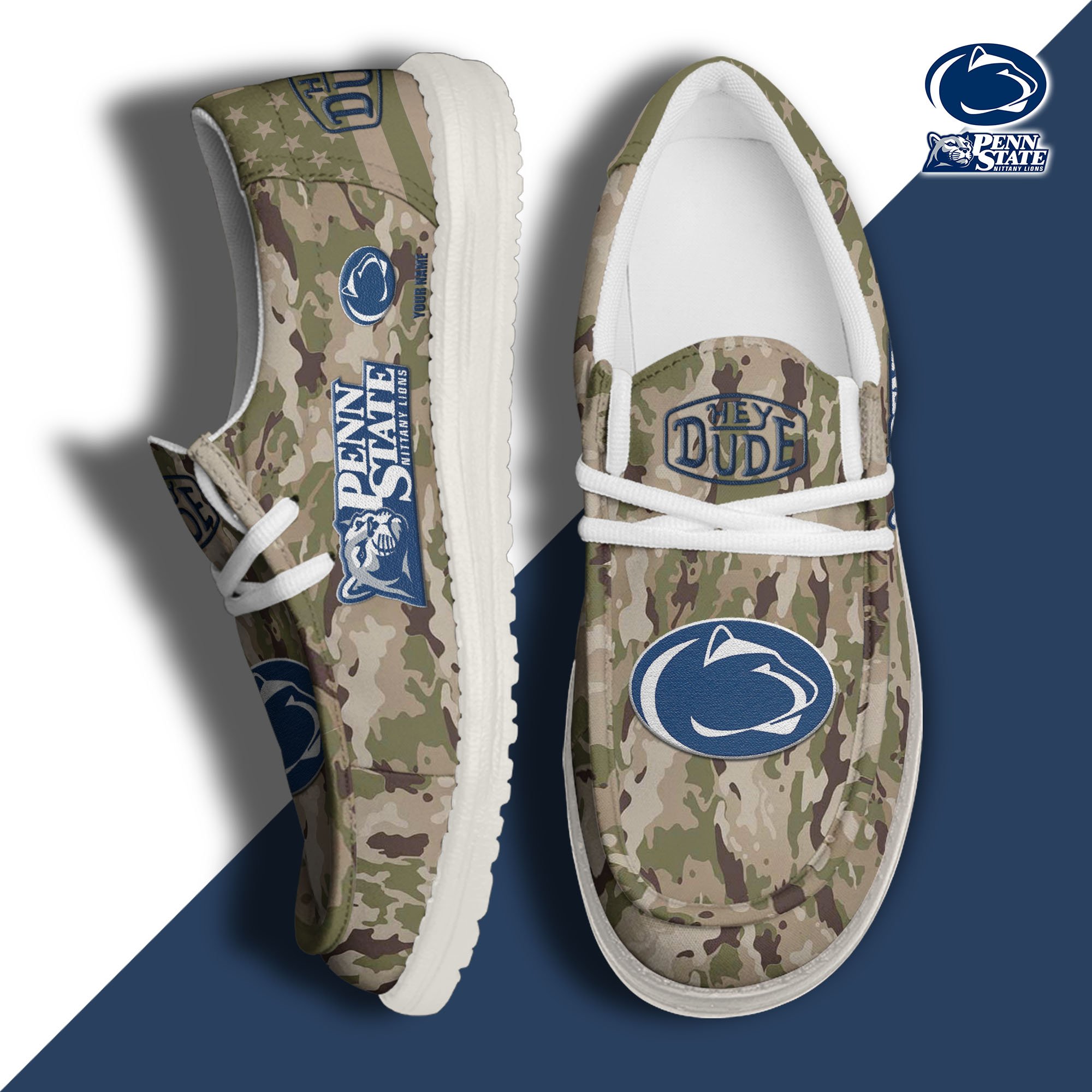 JWFancy Penn State Nittany Lions Hey Dude Shoes Wally Men's Lace Up Loafers Comfortable For Men And Women