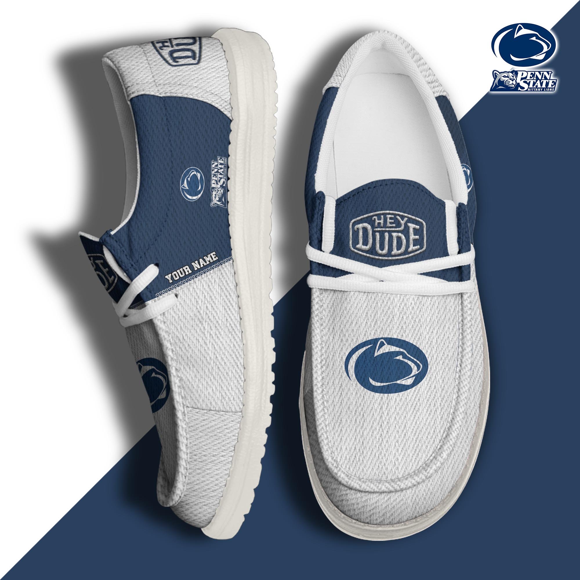 JWFancy Penn State Nittany Lions Hey Dude Shoes Wally Men's Lace Up Loafers Comfortable For Men And Women