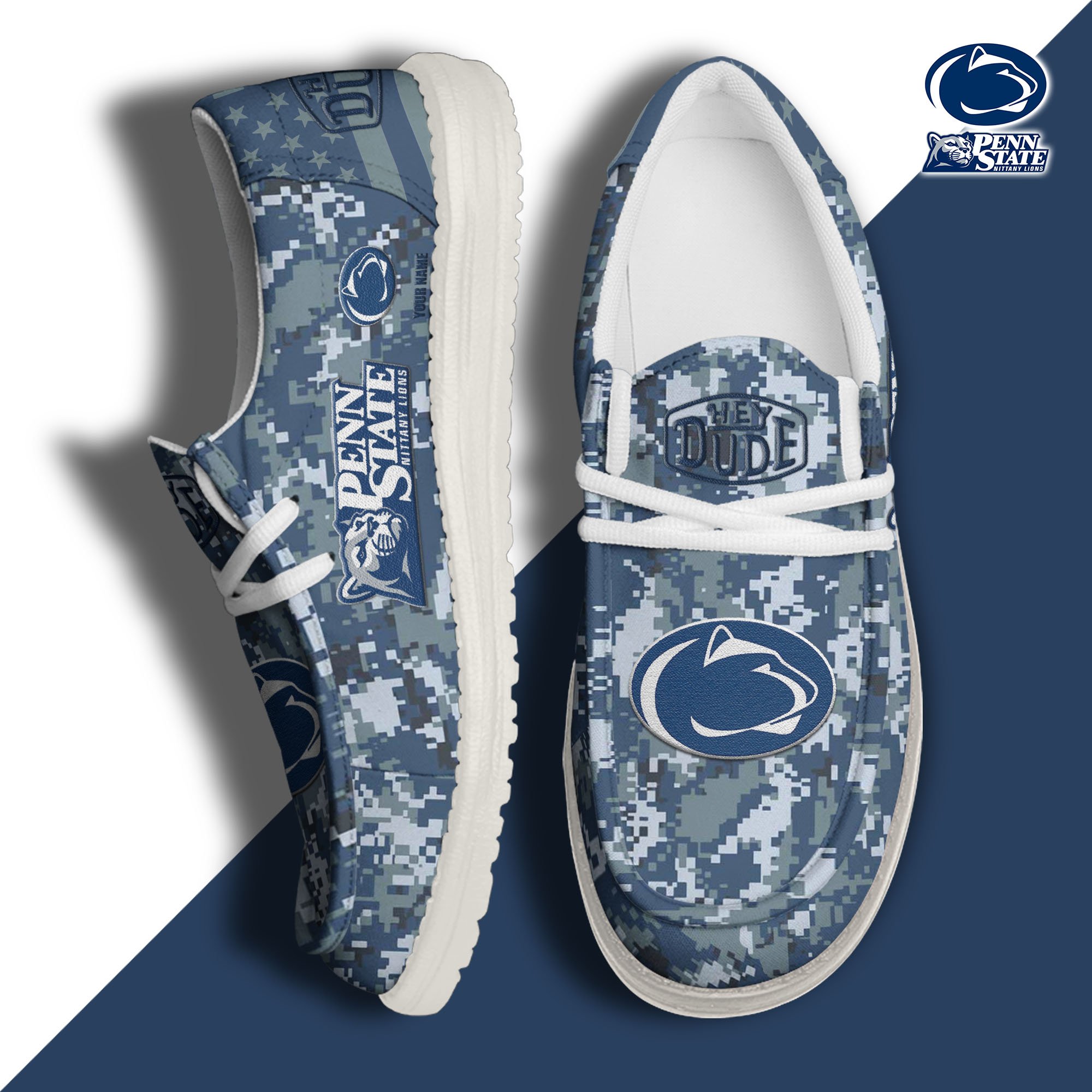 JWFancy Penn State Nittany Lions Hey Dude Shoes Wally Men's Lace Up Loafers Comfortable For Men And Women
