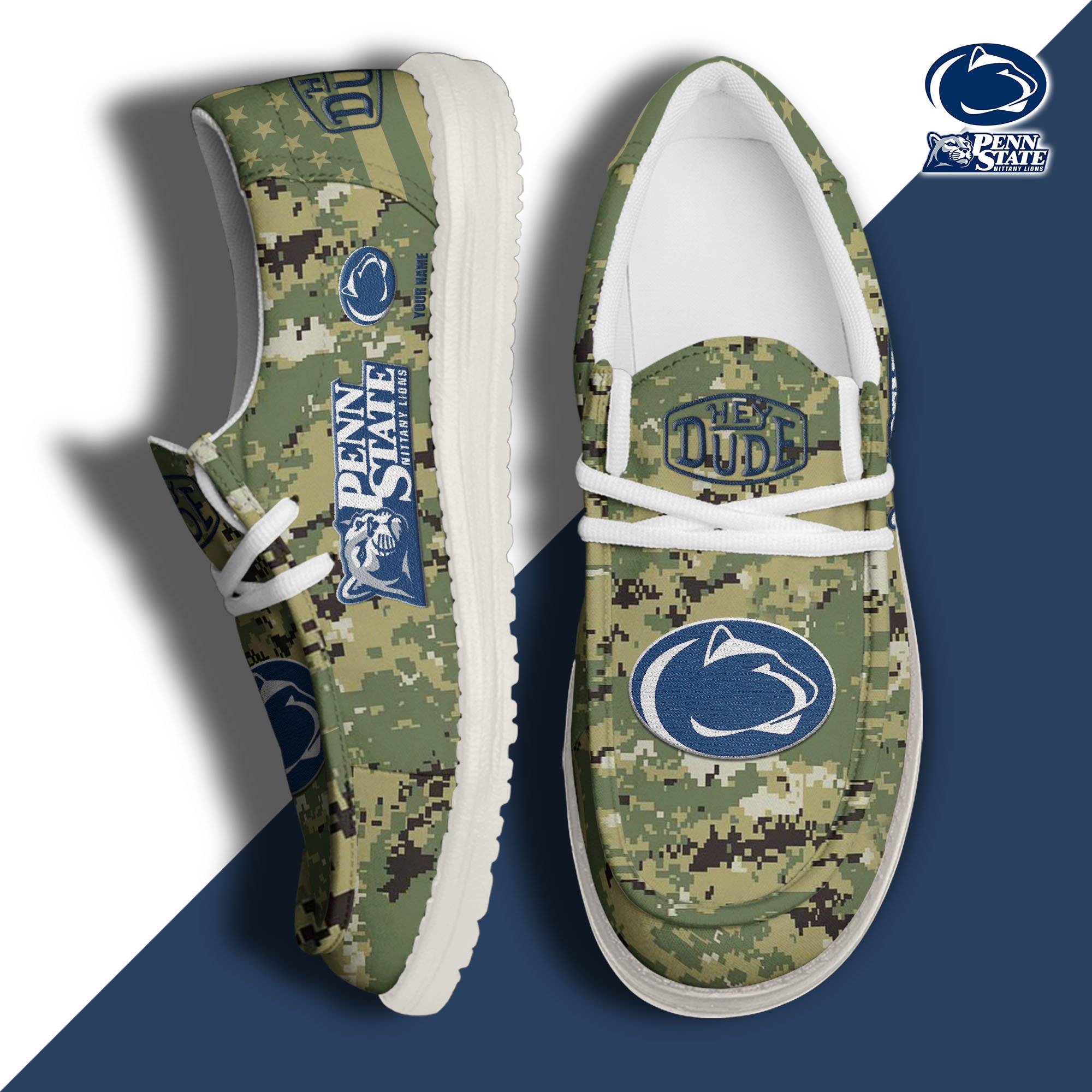 JWFancy Penn State Nittany Lions Hey Dude Shoes Wally Men's Lace Up Loafers Comfortable For Men And Women