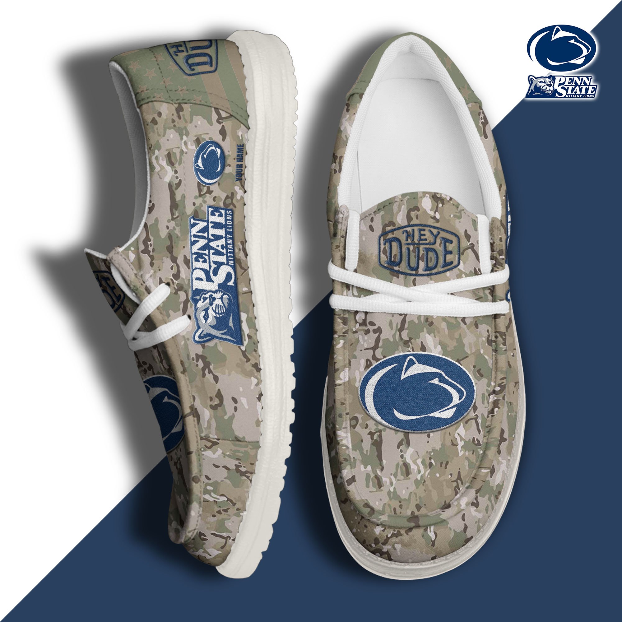 JWFancy Penn State Nittany Lions Hey Dude Shoes Wally Men's Lace Up Loafers Comfortable For Men And Women