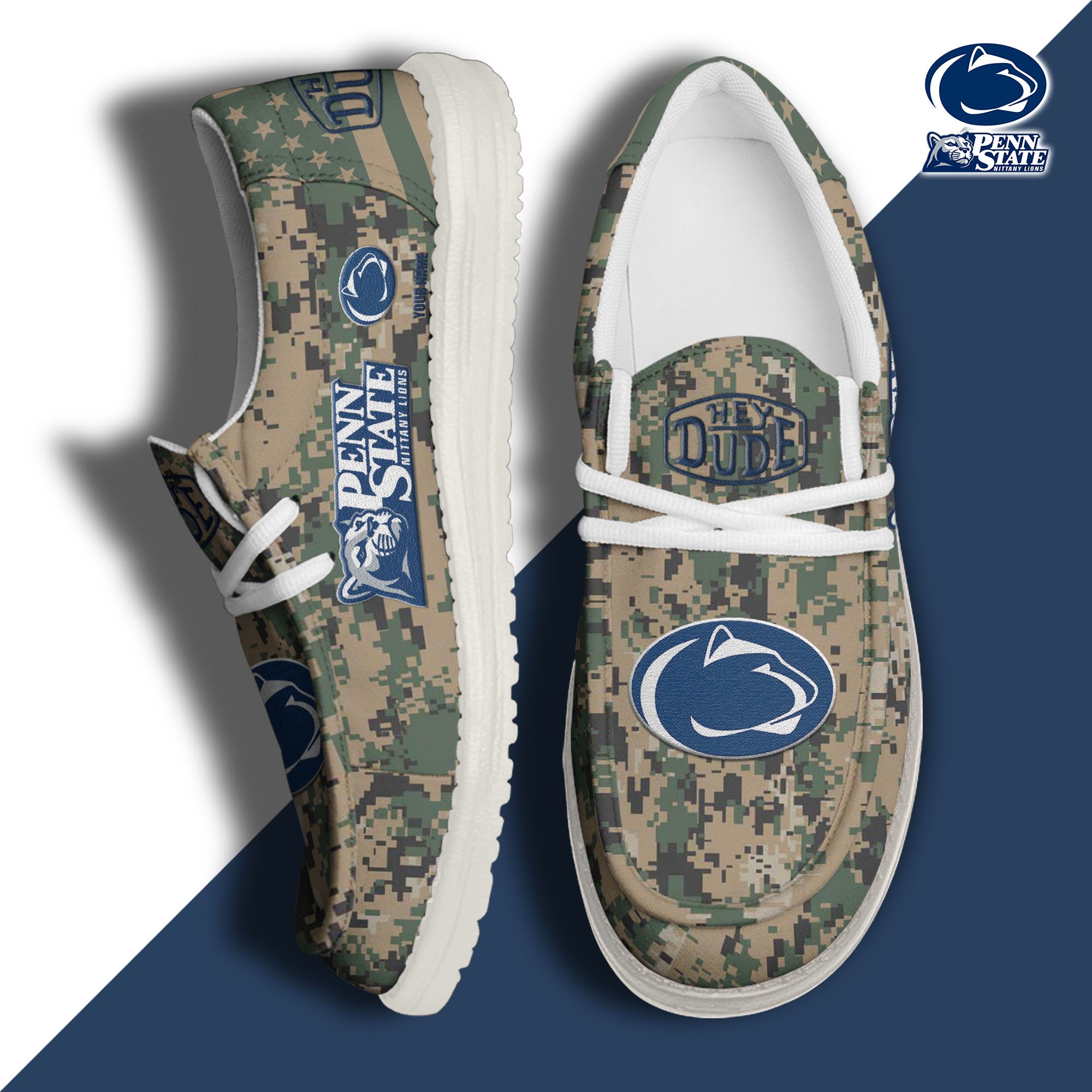 JWFancy Penn State Nittany Lions Hey Dude Shoes Wally Men's Lace Up Loafers Comfortable For Men And Women