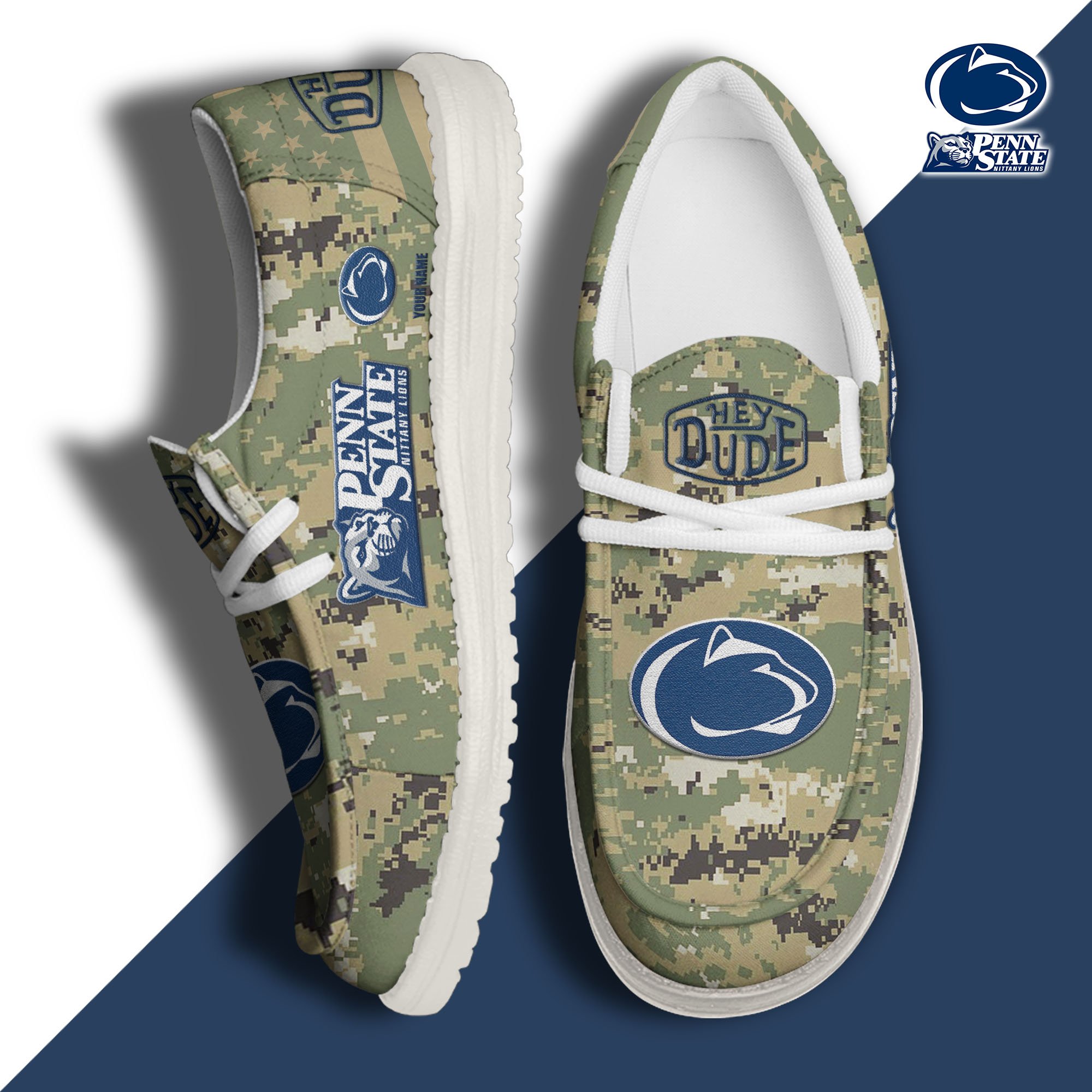 JWFancy Penn State Nittany Lions Hey Dude Shoes Wally Men's Lace Up Loafers Comfortable For Men And Women
