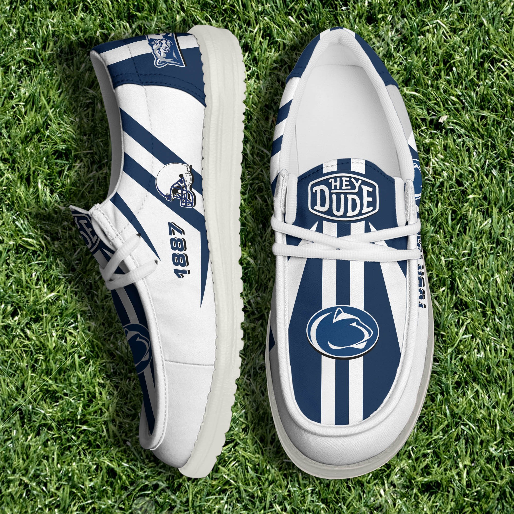 JWFancy Penn State Nittany Lions Hey Dude Shoes Wally Men's Lace Up Loafers Comfortable For Men And Women