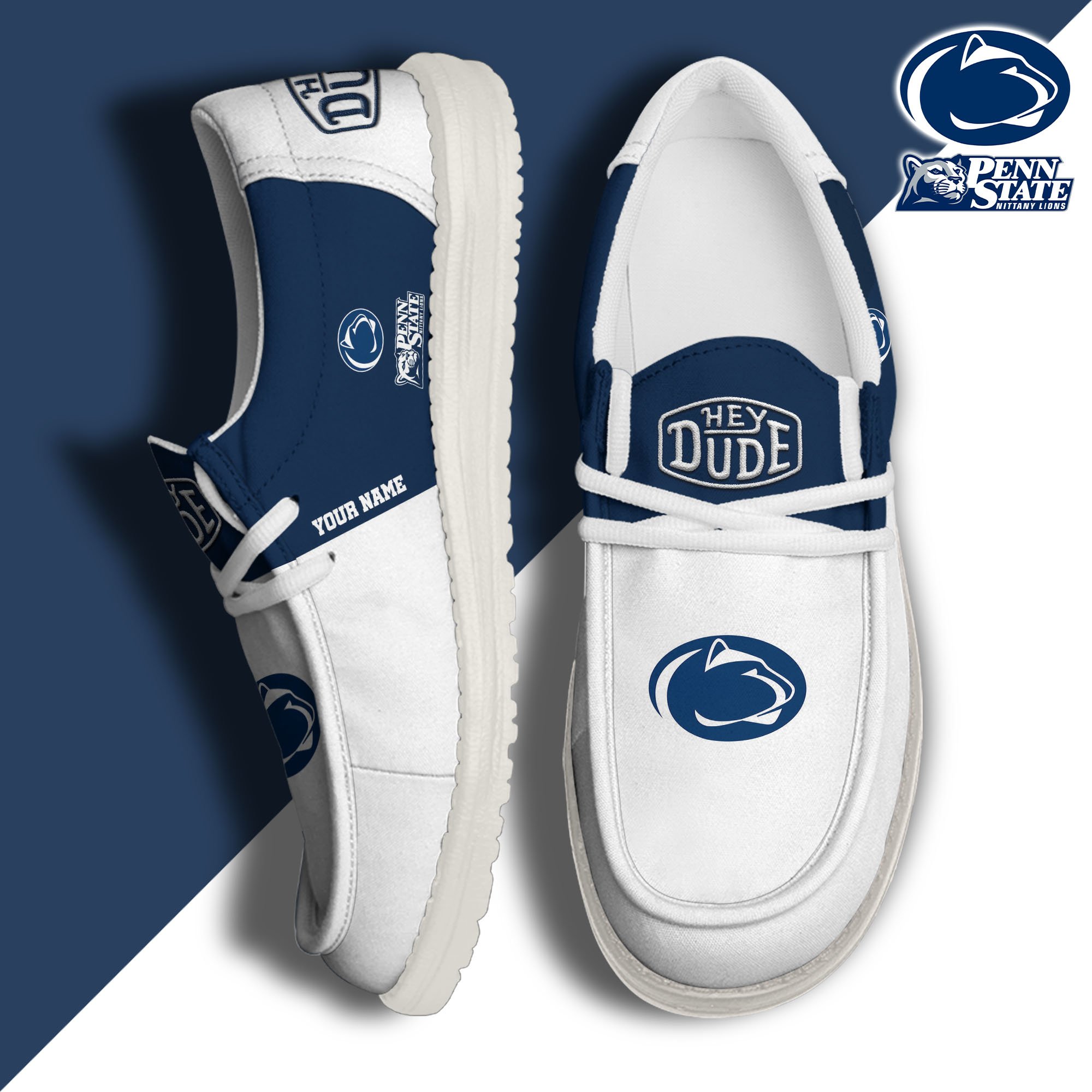 JWFancy Penn State Nittany Lions Hey Dude Shoes Wally Men's Lace Up Loafers Comfortable For Men And Women