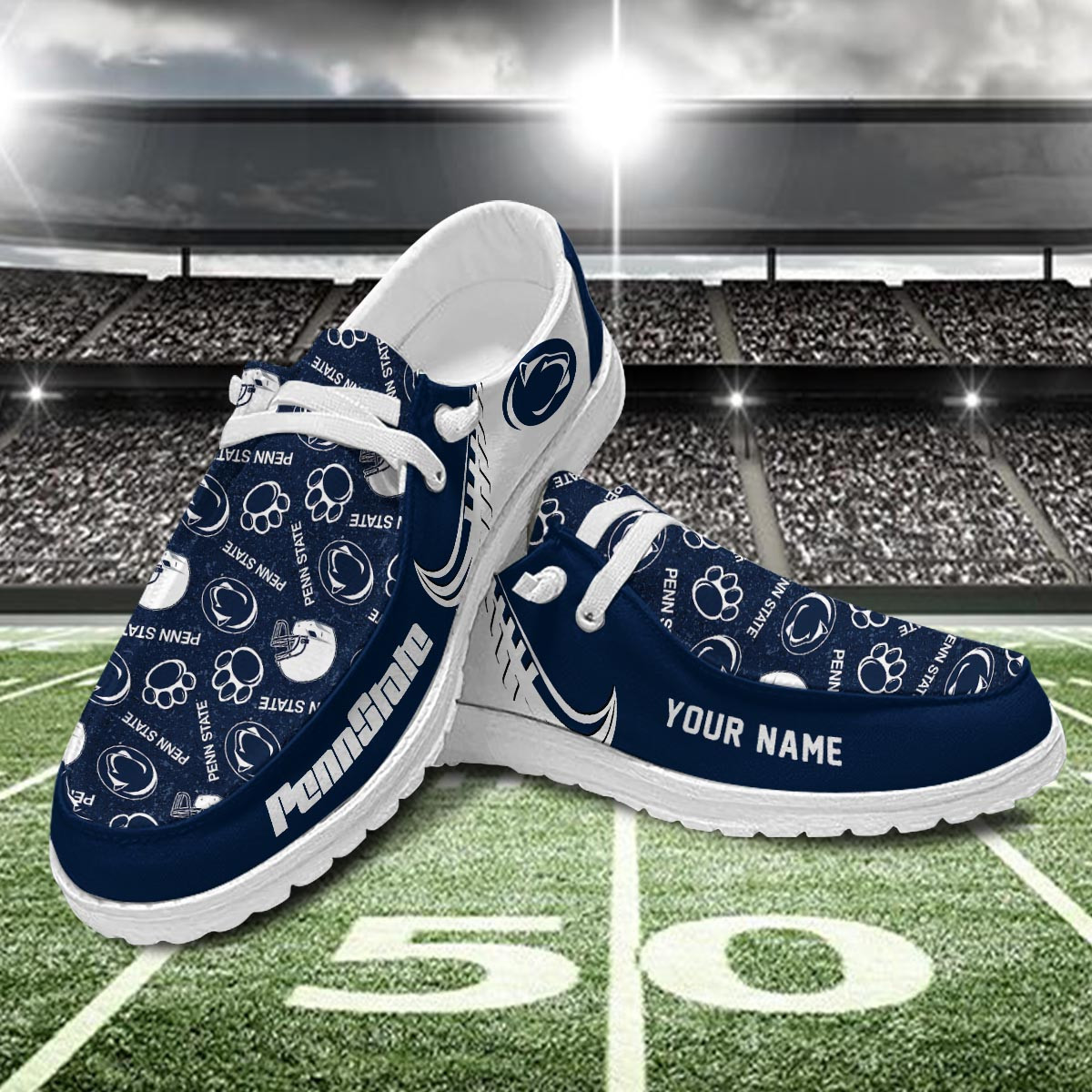 JWFancy Penn State Nittany Lions Hey Dude Shoes Wally Men's Lace Up Loafers Comfortable For Men And Women