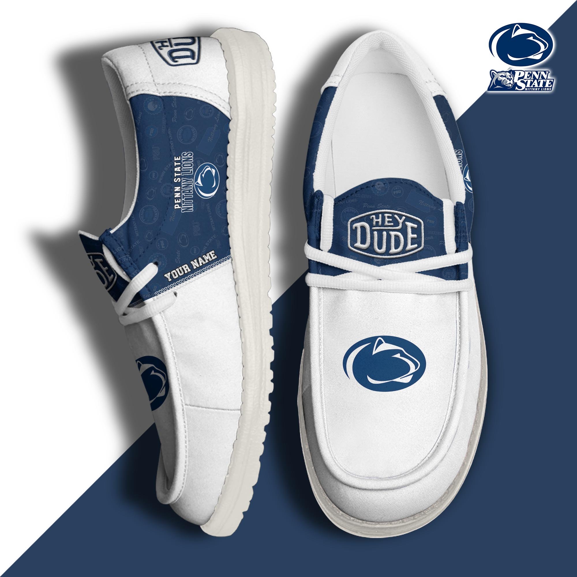 JWFancy Penn State Nittany Lions Hey Dude Shoes Wally Men's Lace Up Loafers Comfortable For Men And Women