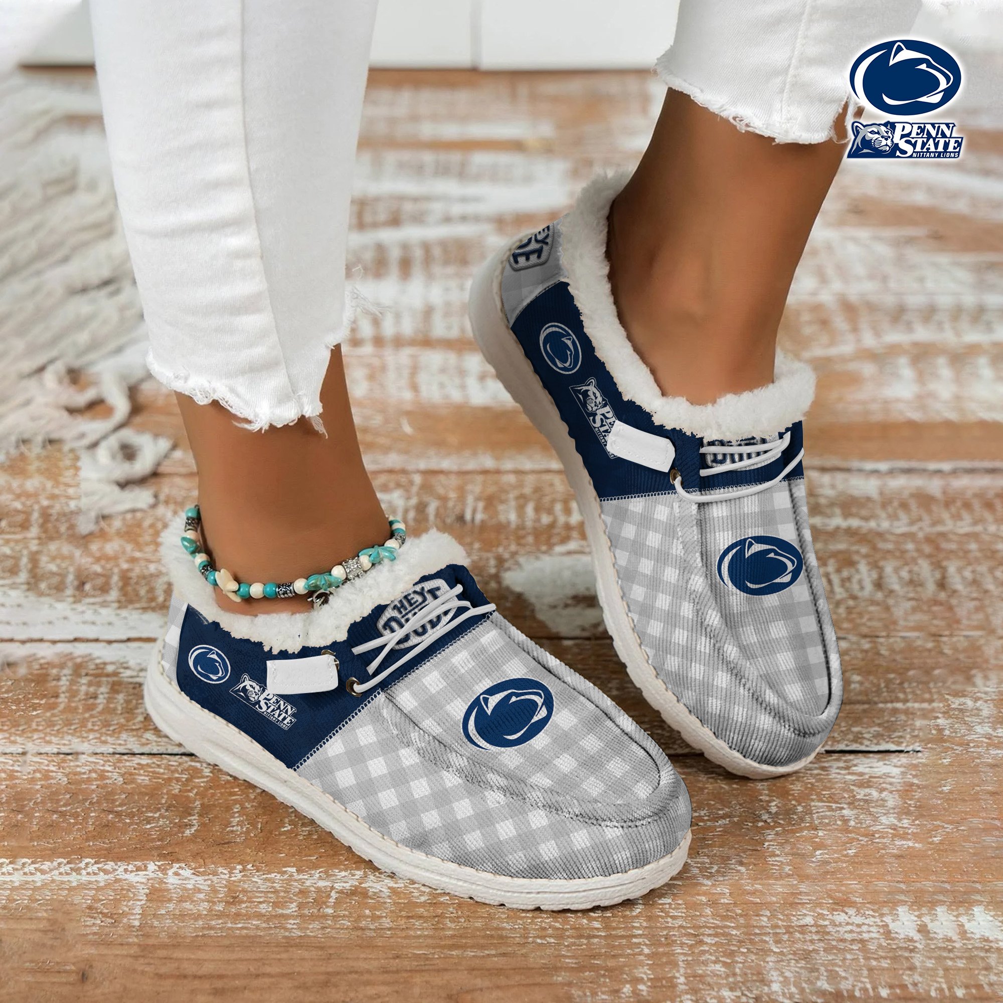 JWFancy Penn State Nittany Lions Hey Dude Shoes Wally Men's Lace Up Loafers Comfortable For Men And Women