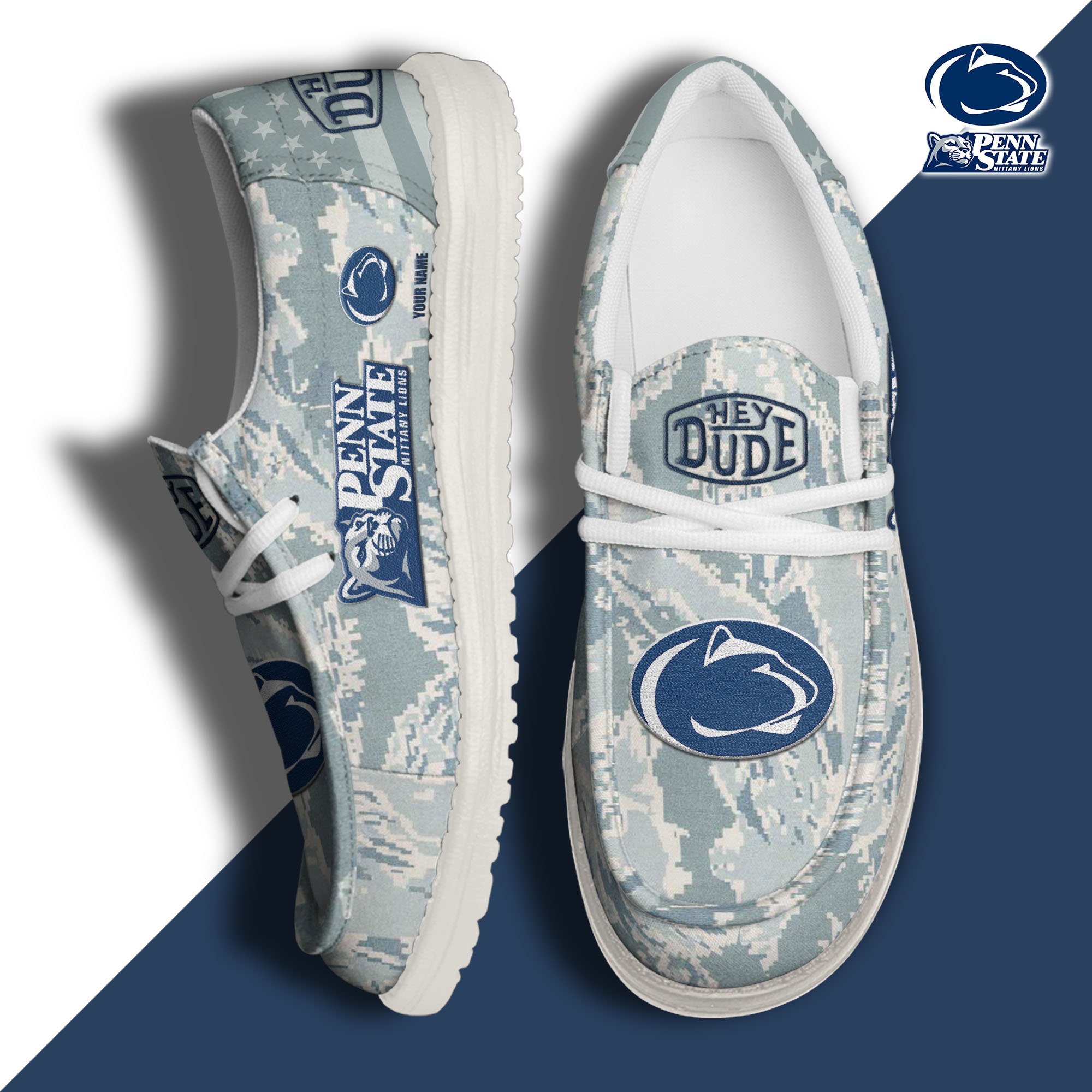 JWFancy Penn State Nittany Lions Hey Dude Shoes Wally Men's Lace Up Loafers Comfortable For Men And Women