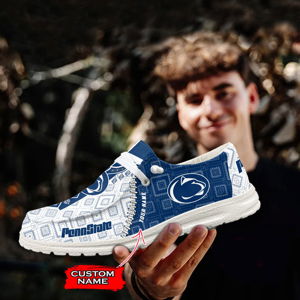 JWFancy Penn State Nittany Lions Hey Dude Shoes Wally Men's Lace Up Loafers Comfortable For Men And Women