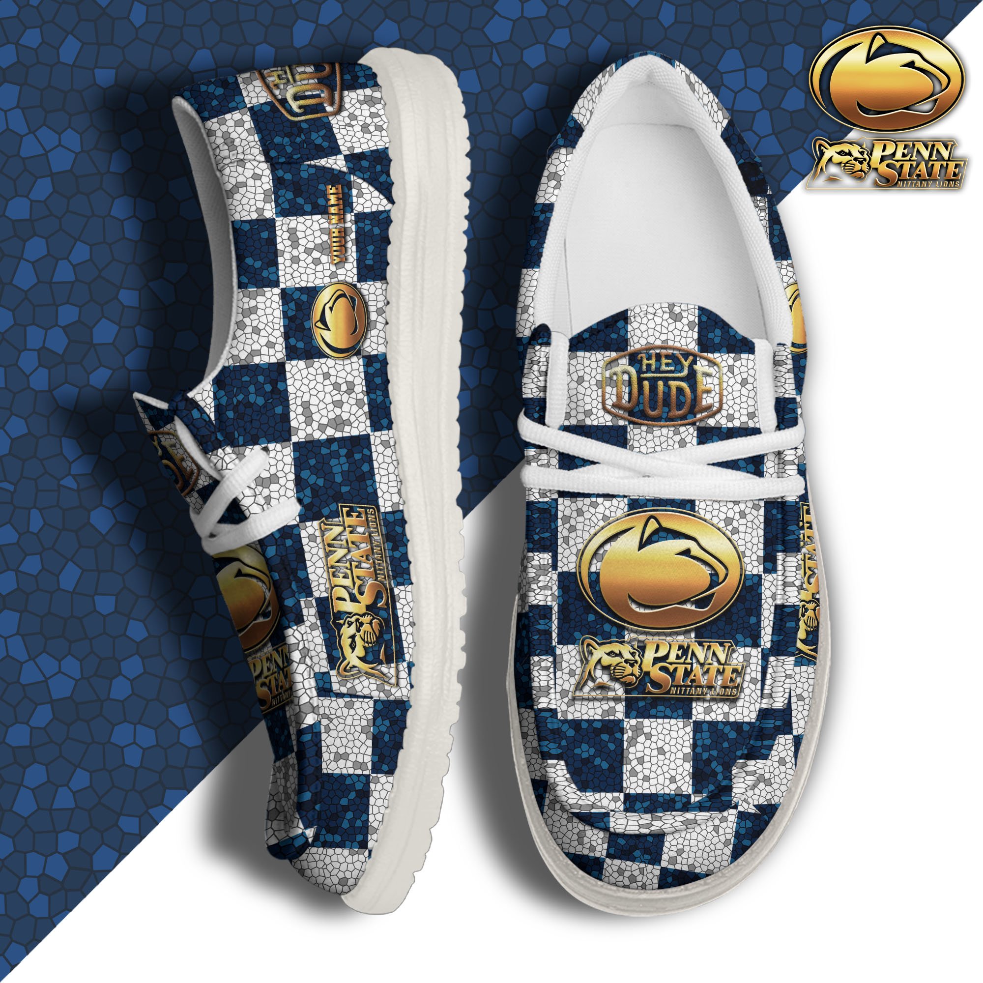JWFancy Penn State Nittany Lions Hey Dude Shoes Wally Men's Lace Up Loafers Comfortable For Men And Women