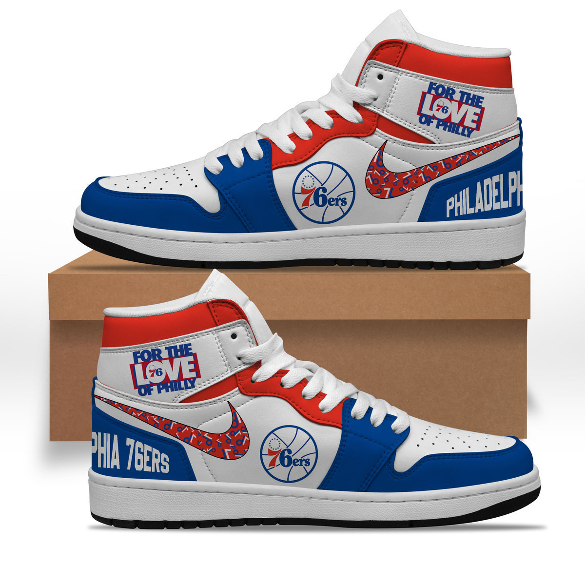JWFancy Philadelphia 76ers AJ1 High Sneakers Shoes For Men And Women