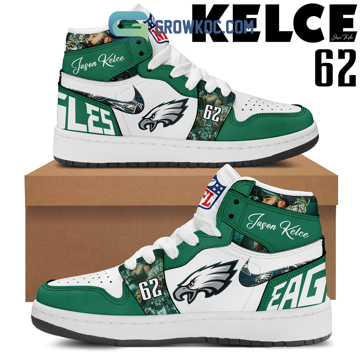 JWFancy Philadelphia Eagles AJ1 High Sneakers Shoes For Men And Women