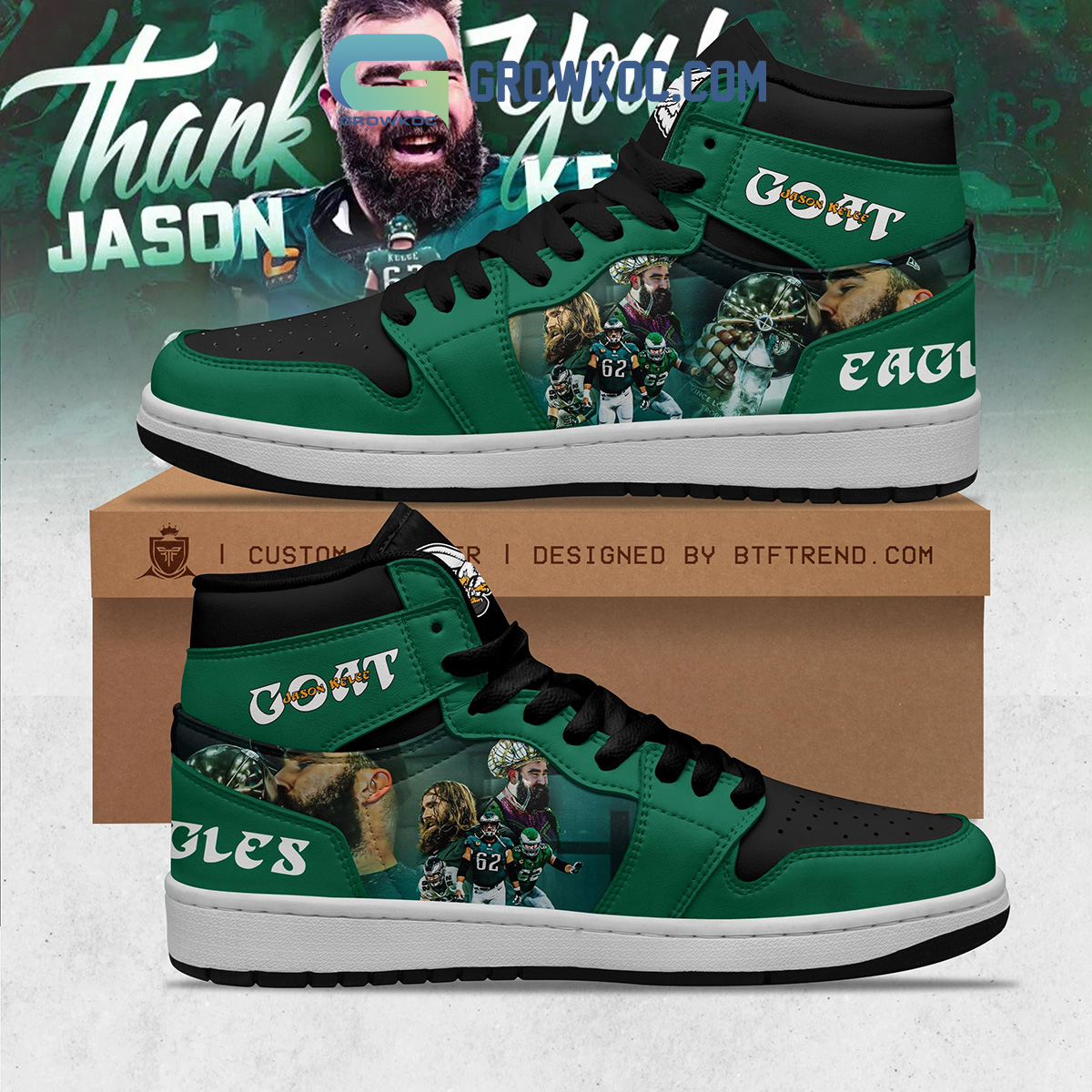JWFancy Philadelphia Eagles AJ1 High Sneakers Shoes For Men And Women