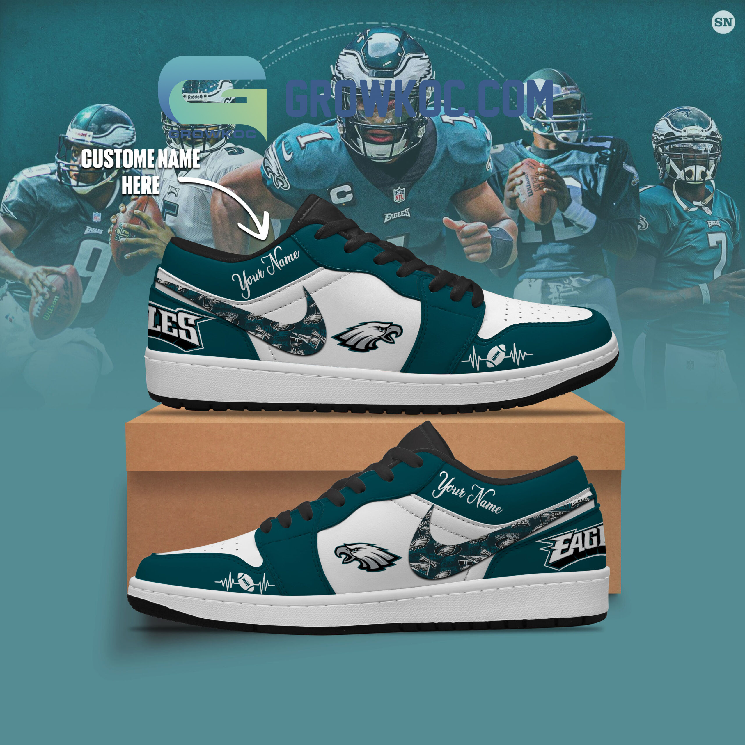 JWFancy Philadelphia Eagles AJ1 Low Sneakers Shoes For Men And Women